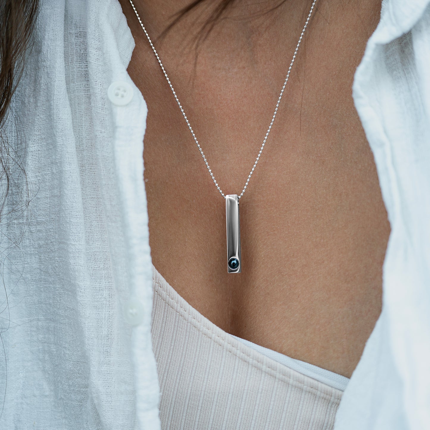 Collier photo personnalisé avec ta propre photo - Barre Chaîne Boules