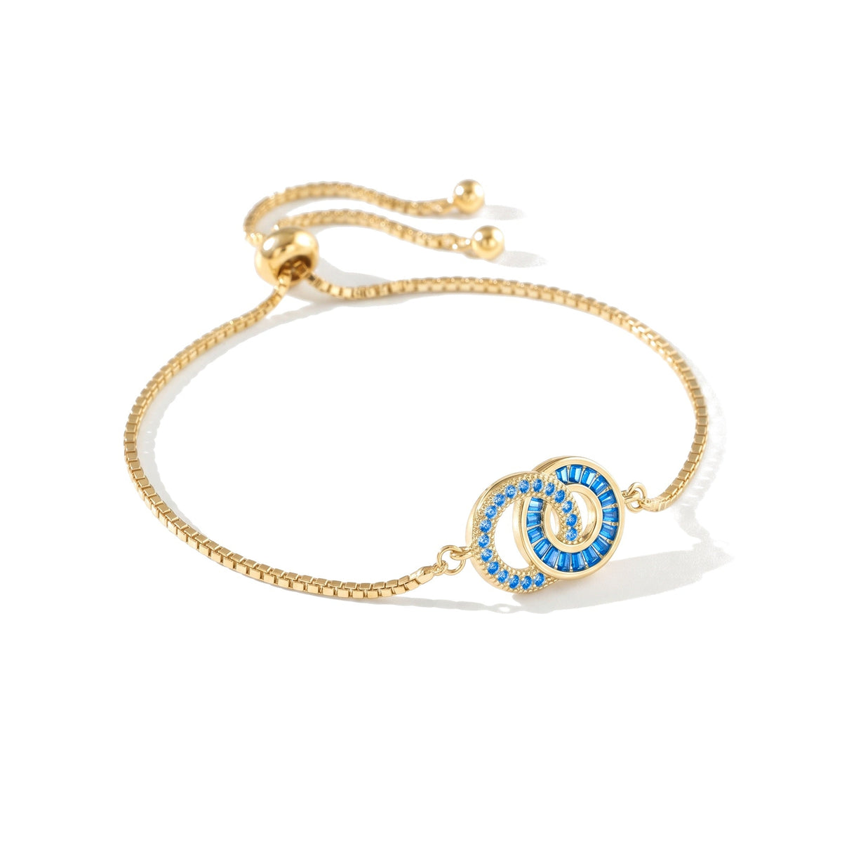 Bracelet mère-fille en or – Maman : Décembre (Zircon bleu), Fille : Décembre (Zircon bleu)