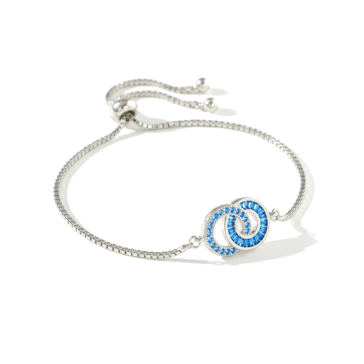 Bracelet mère-fille en argent – Maman : Décembre (Zircon bleu), Fille : Décembre (Zircon bleu)