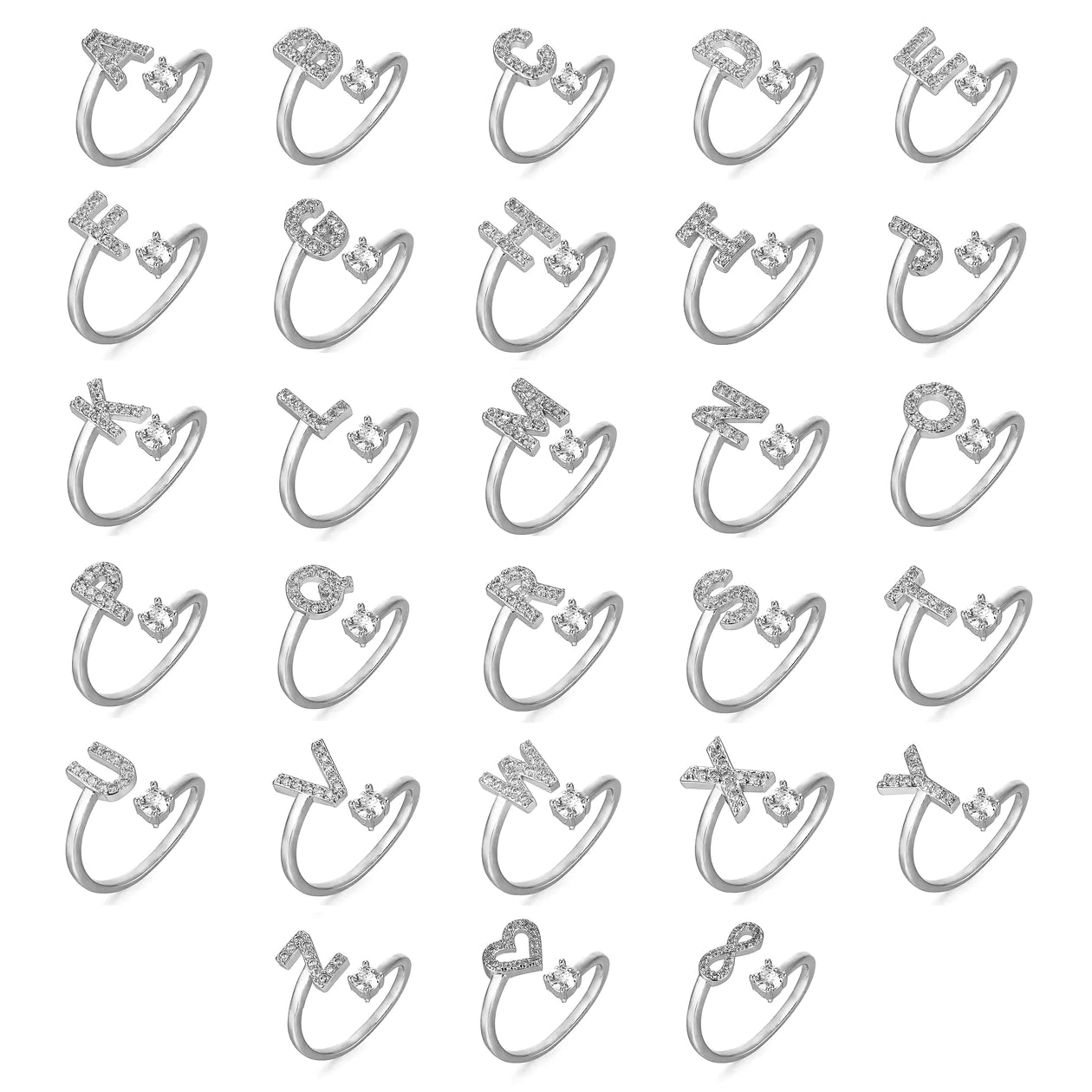 Bague en zirconium avec lettres