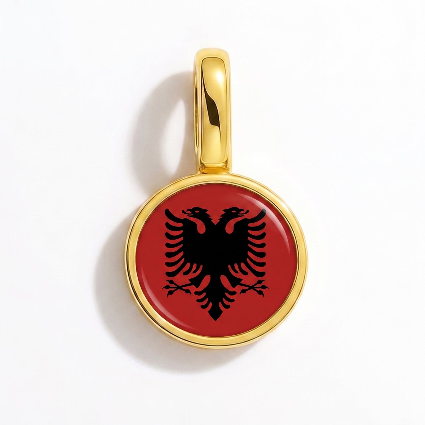 Charm drapeau Albanie – rond or