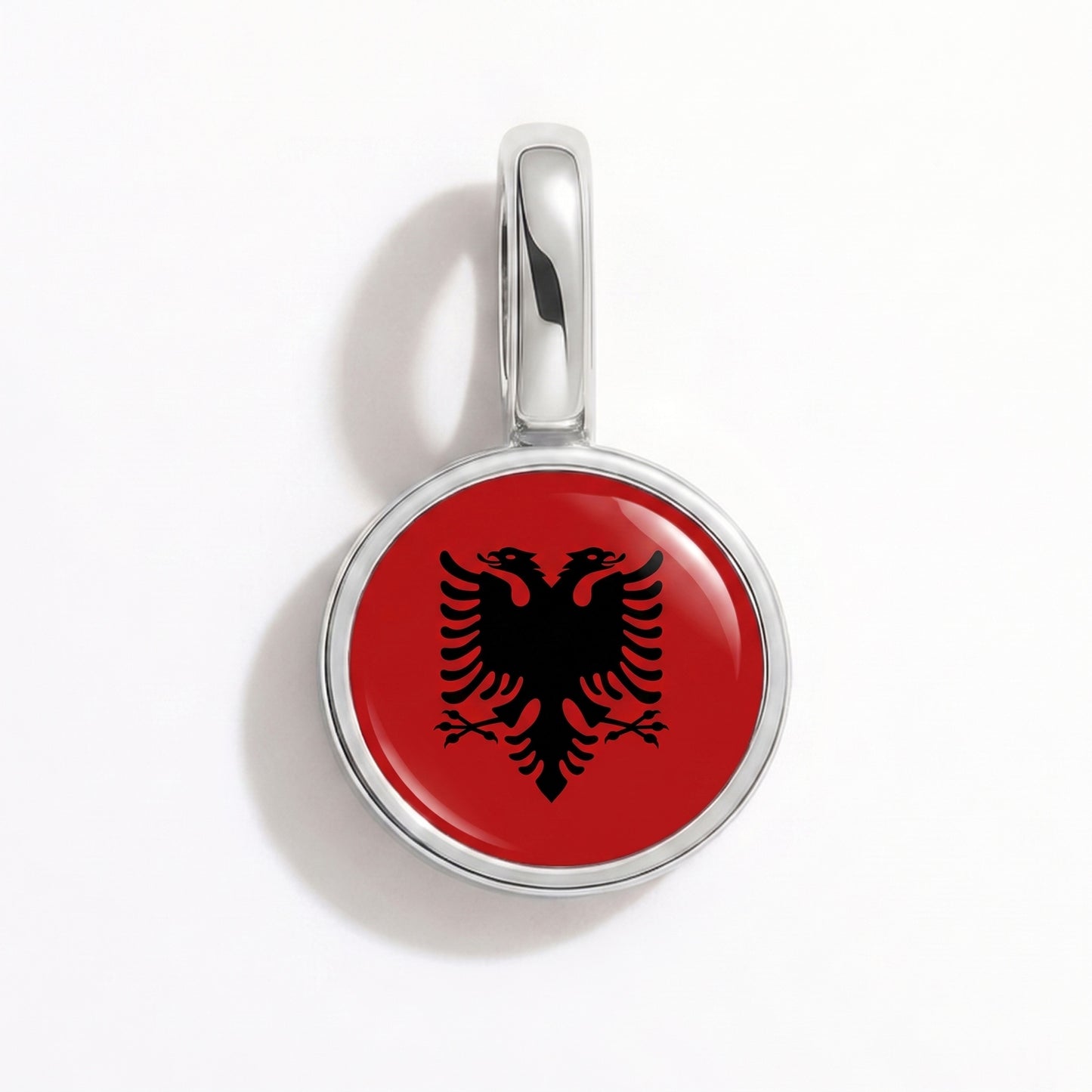 Charm drapeau Albanie – rond argent