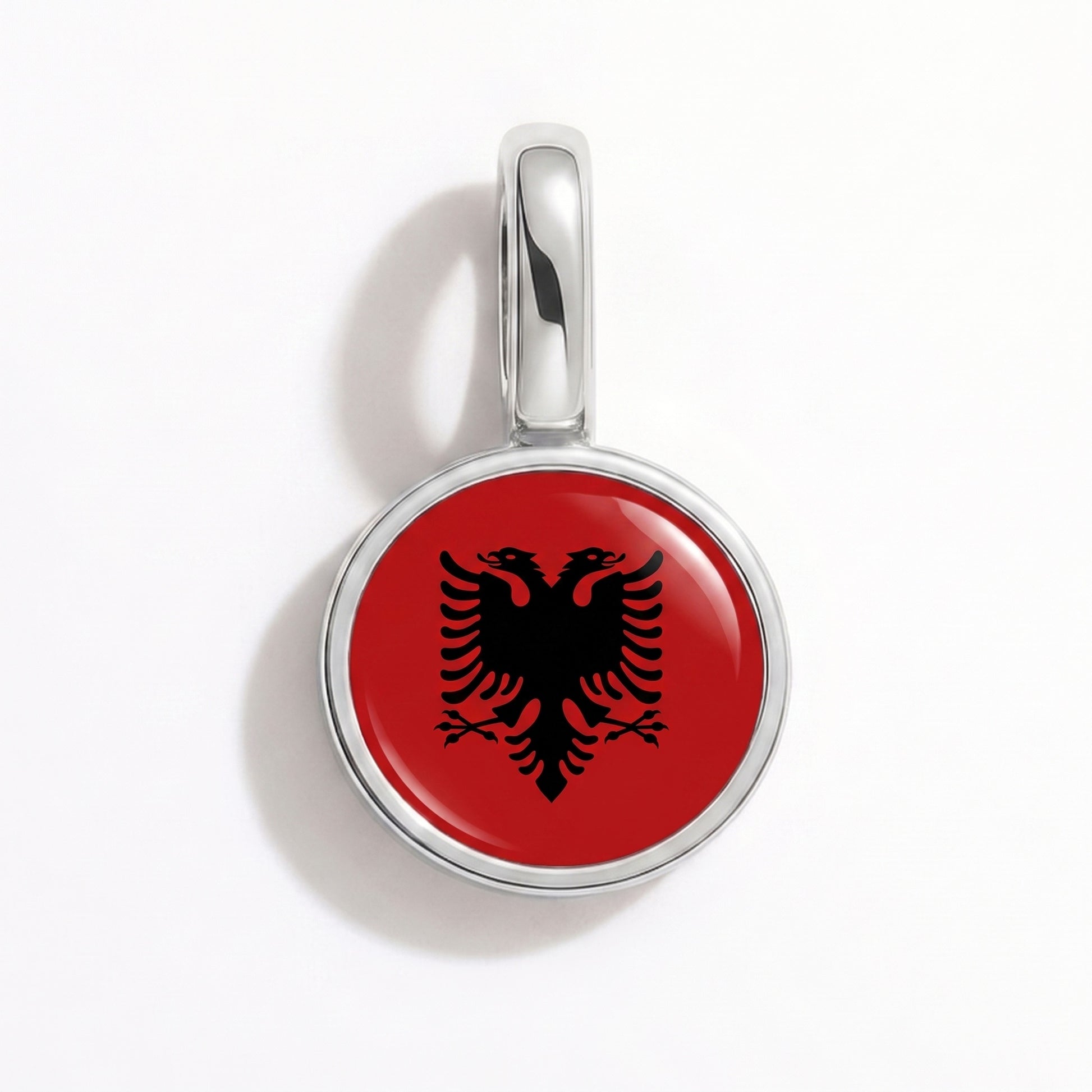 Charm drapeau Albanie – rond argent