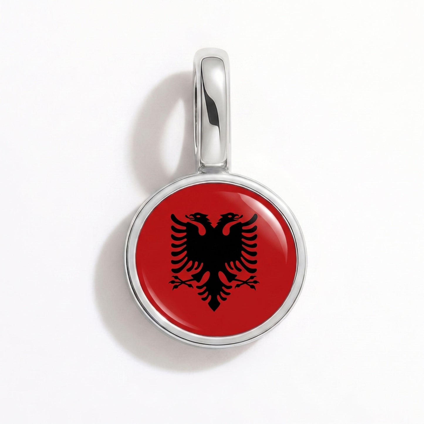 Charm drapeau Albanie – rectangulaire argent