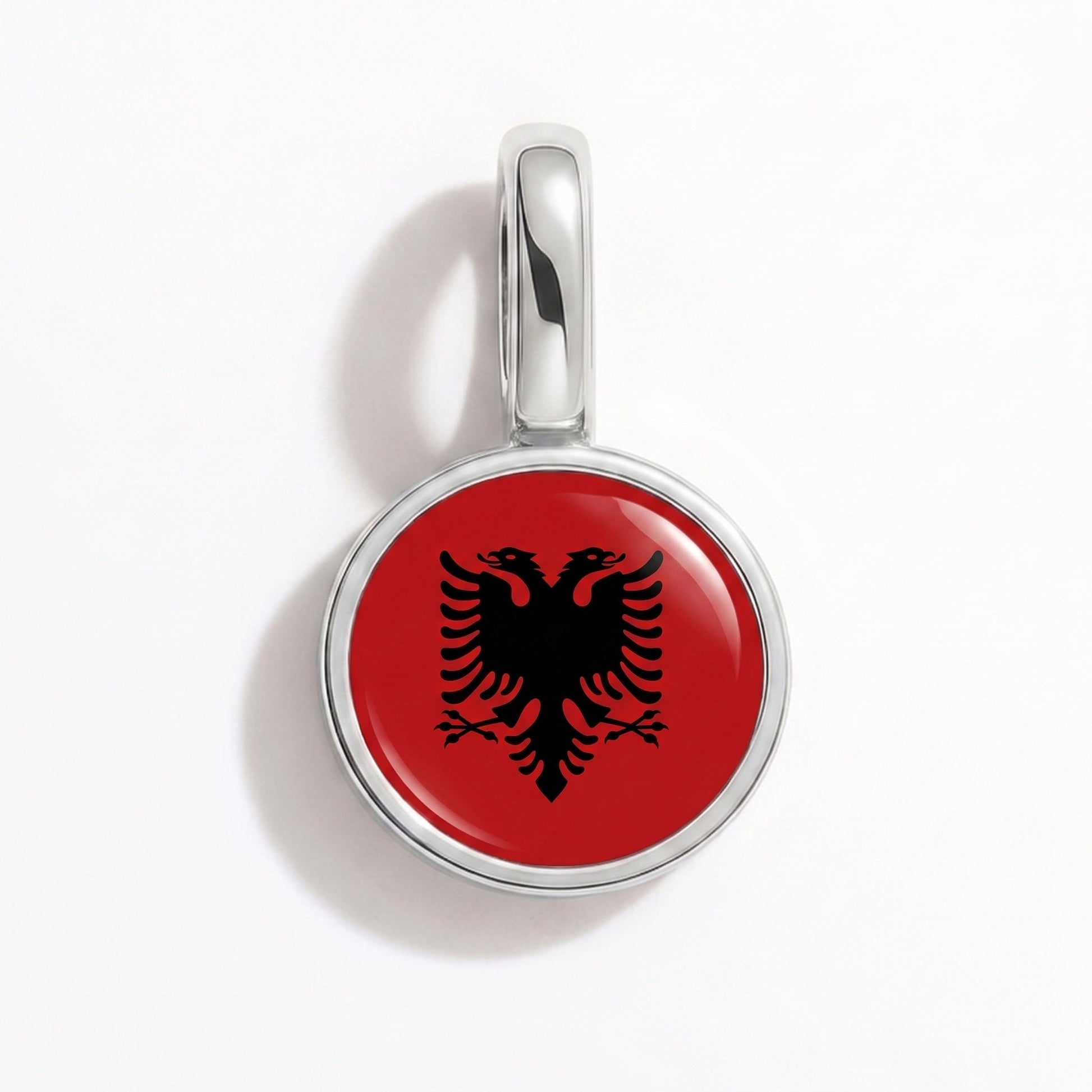 Charm drapeau Albanie – rectangulaire argent