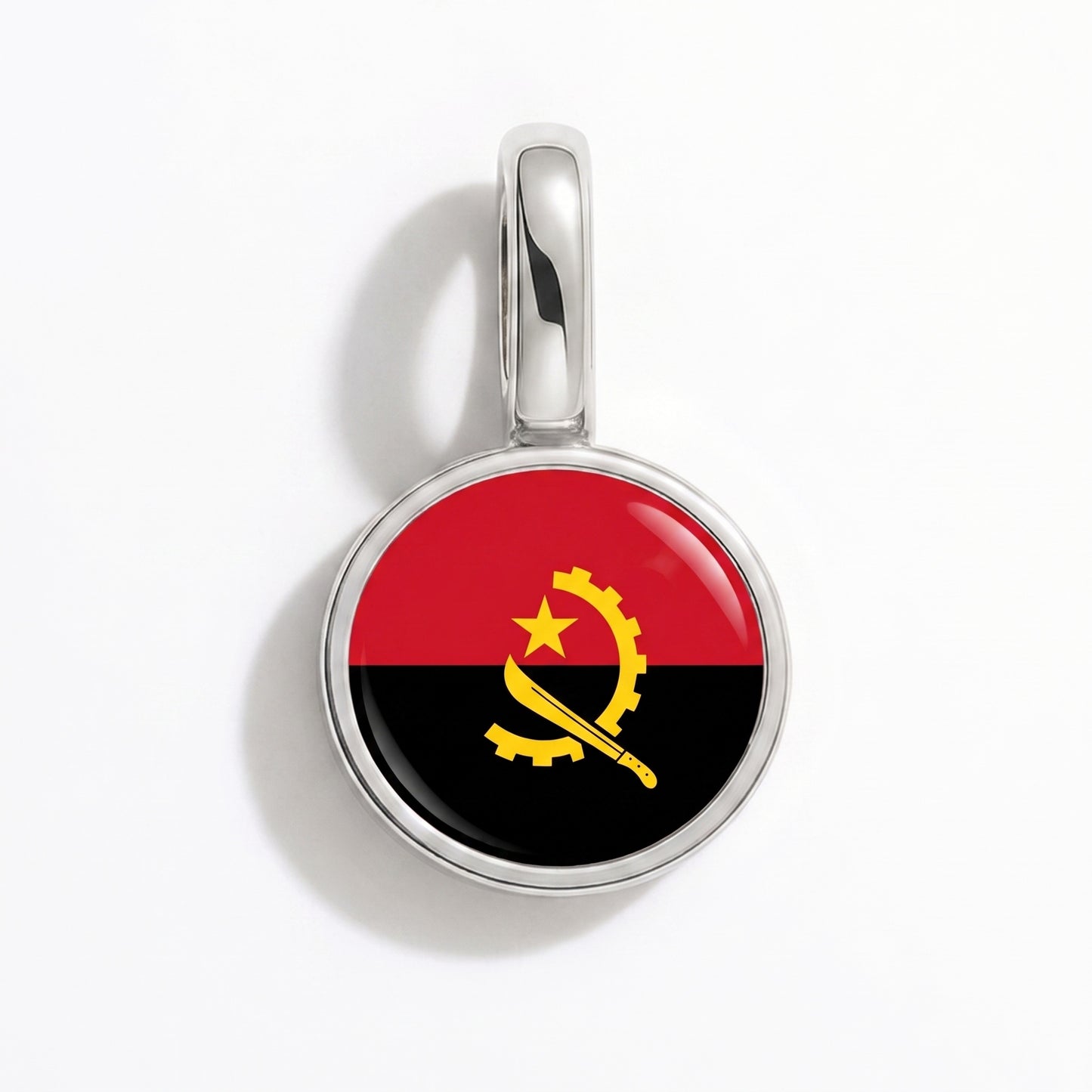 Charm drapeau Angola – rond argent