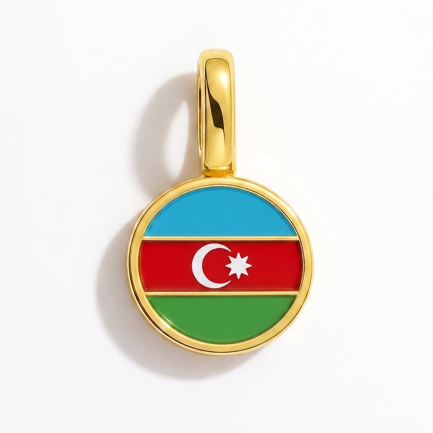 Charm drapeau Azerbaïdjan – rond or