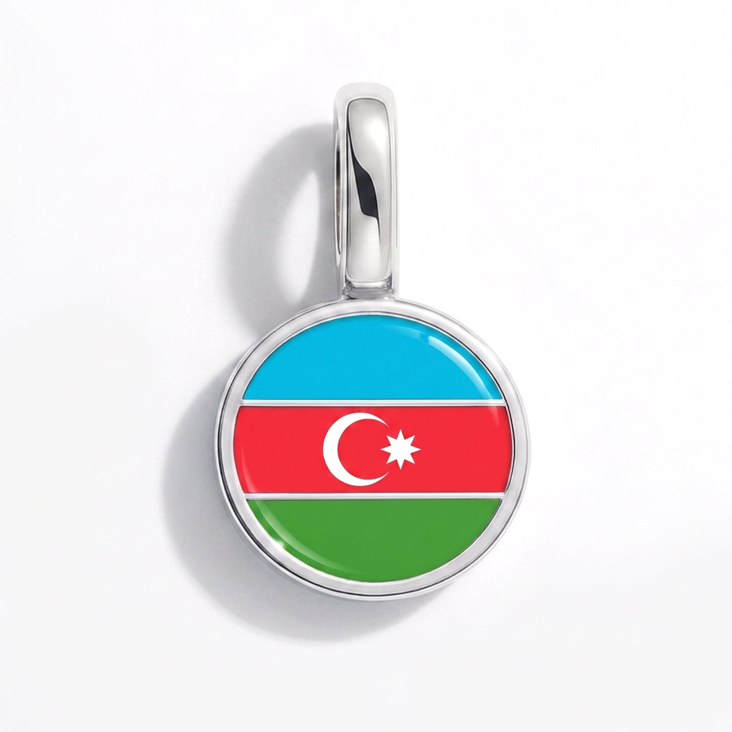 Charm drapeau Azerbaïdjan – rectangulaire argent