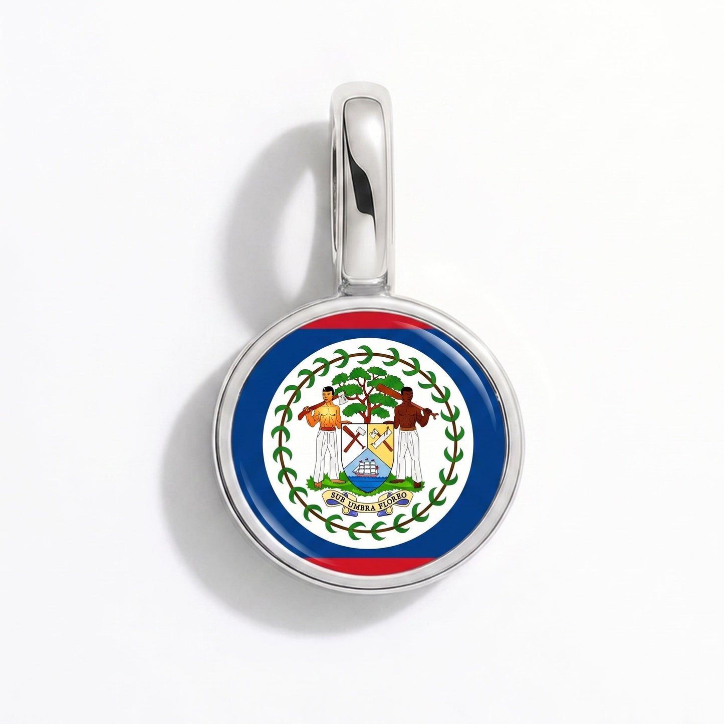 Charm drapeau Belize – rectangulaire argent