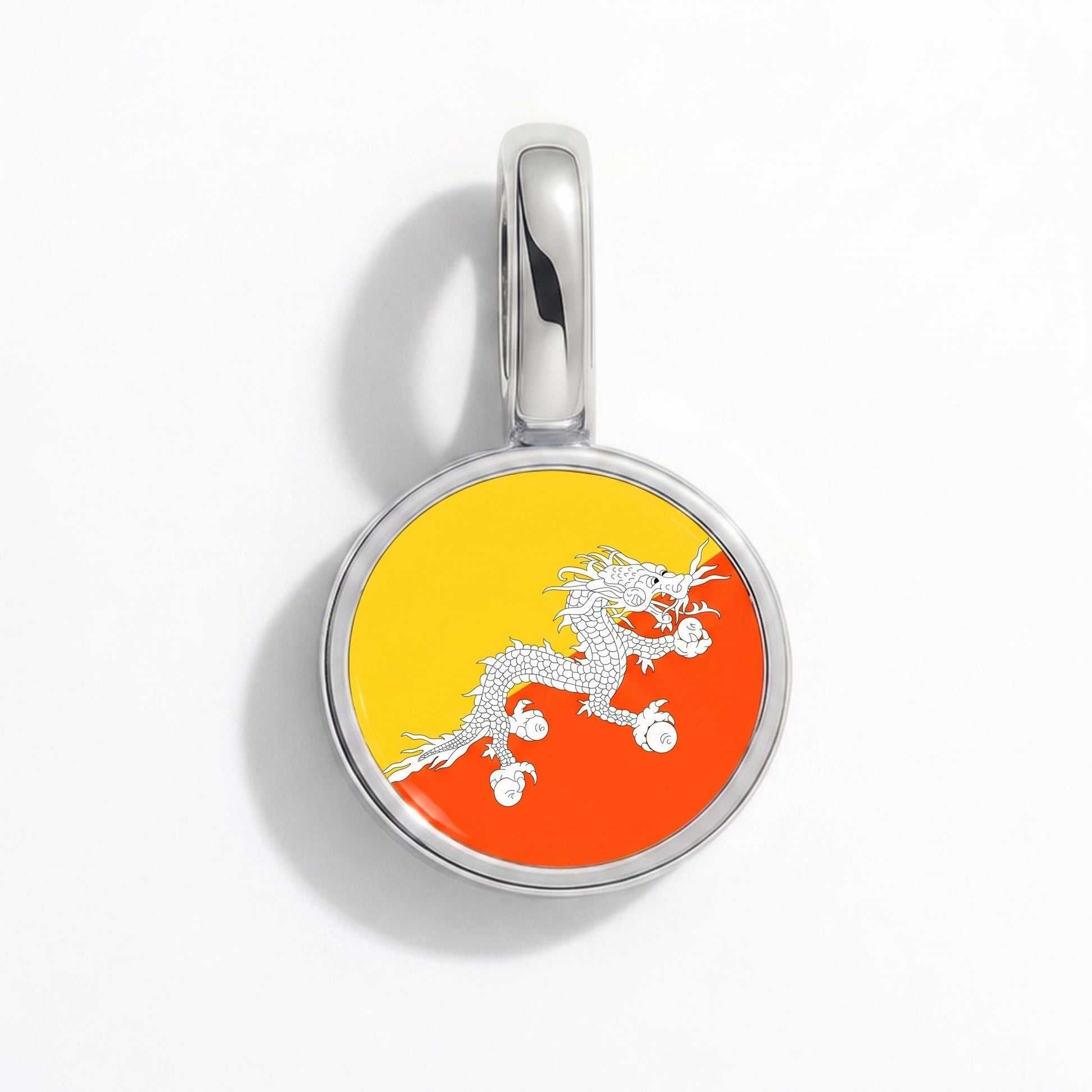 Charm drapeau Bhoutan – rectangulaire argent