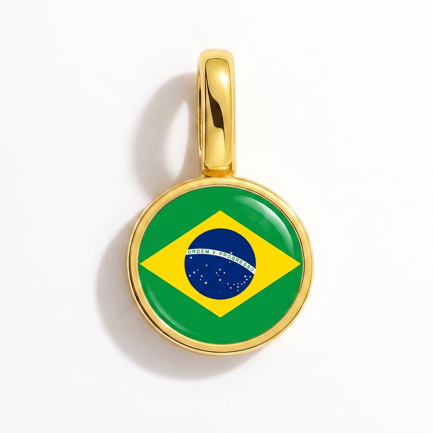 Charm drapeau Brésil – rond or