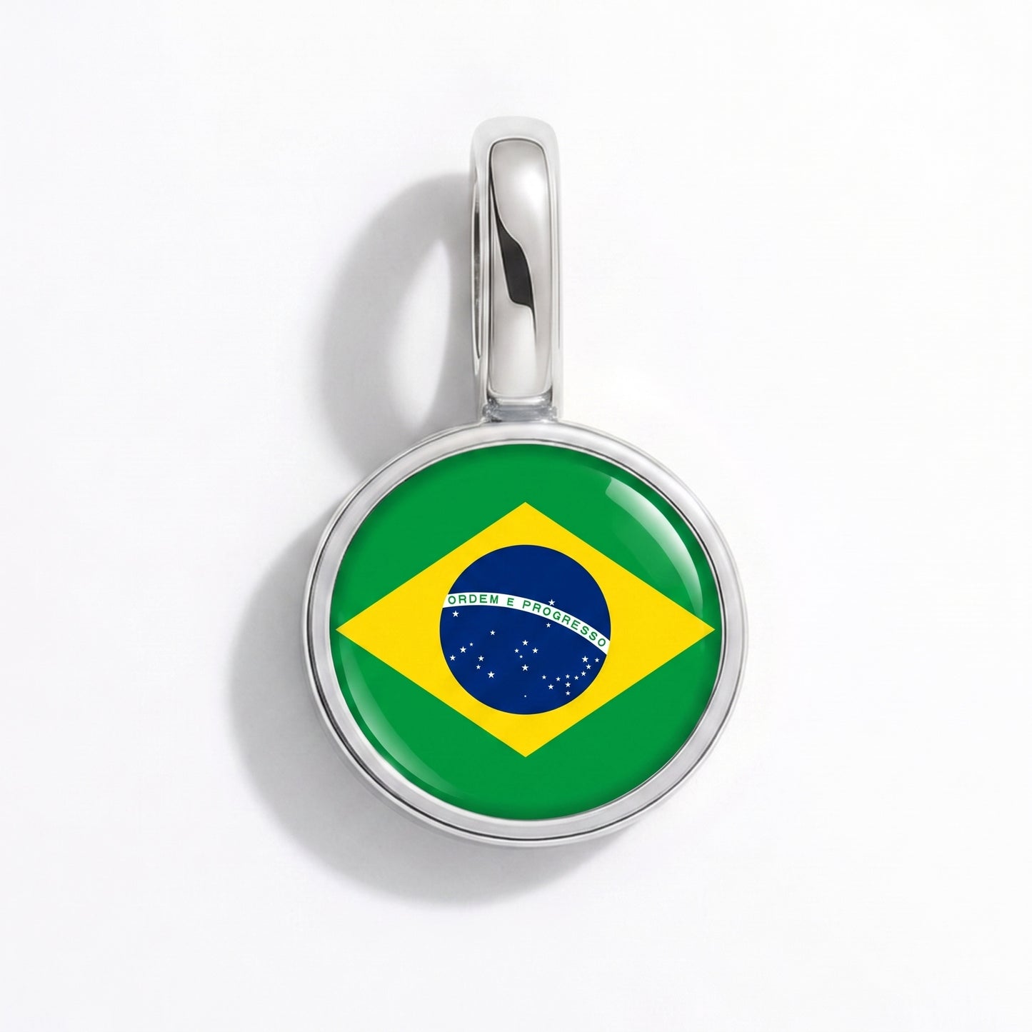 Charm drapeau Brésil – rond argent