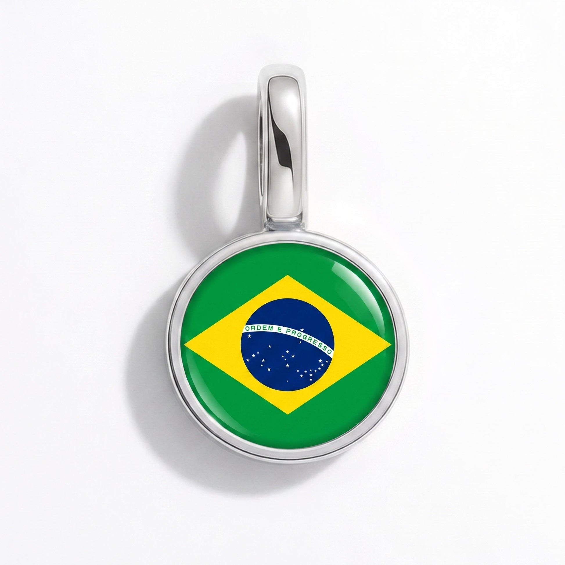 Charm drapeau Brésil – rectangulaire argent