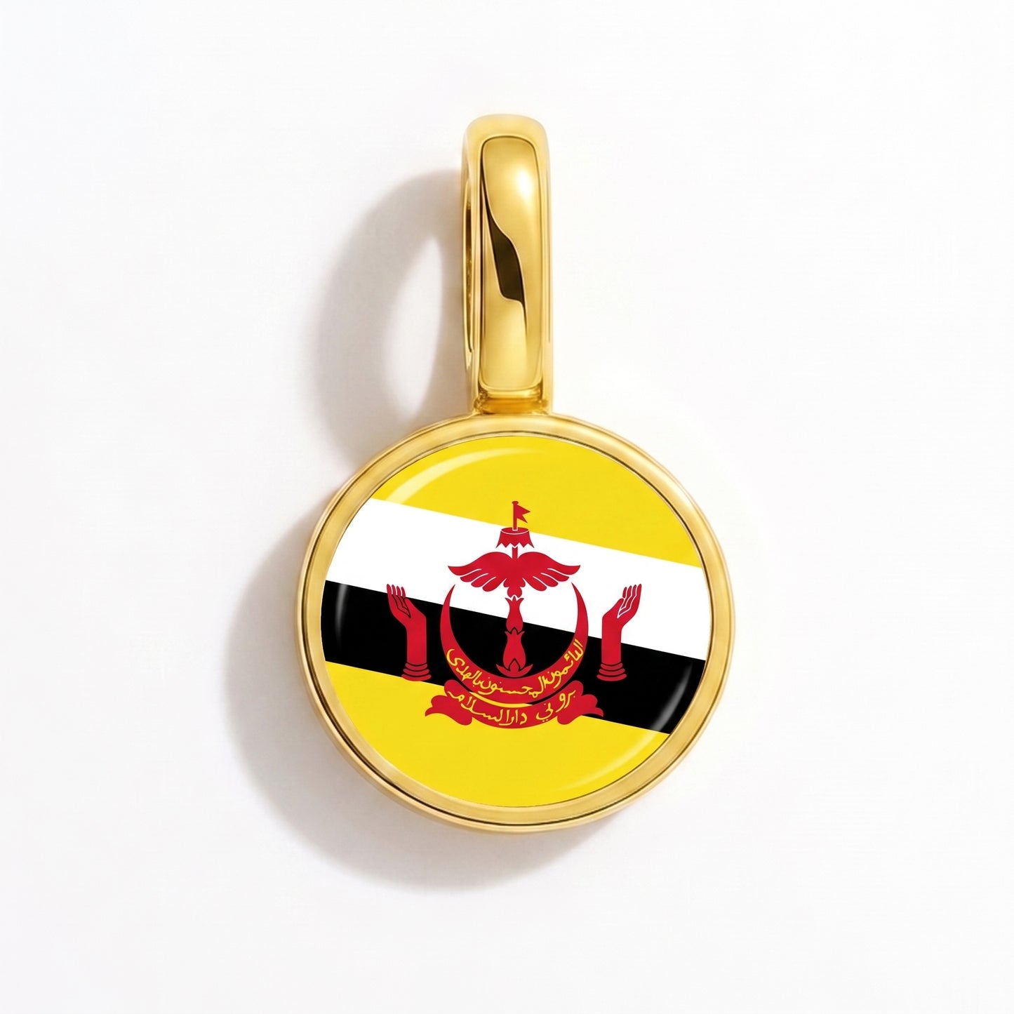 Charm drapeau Brunei – rond or