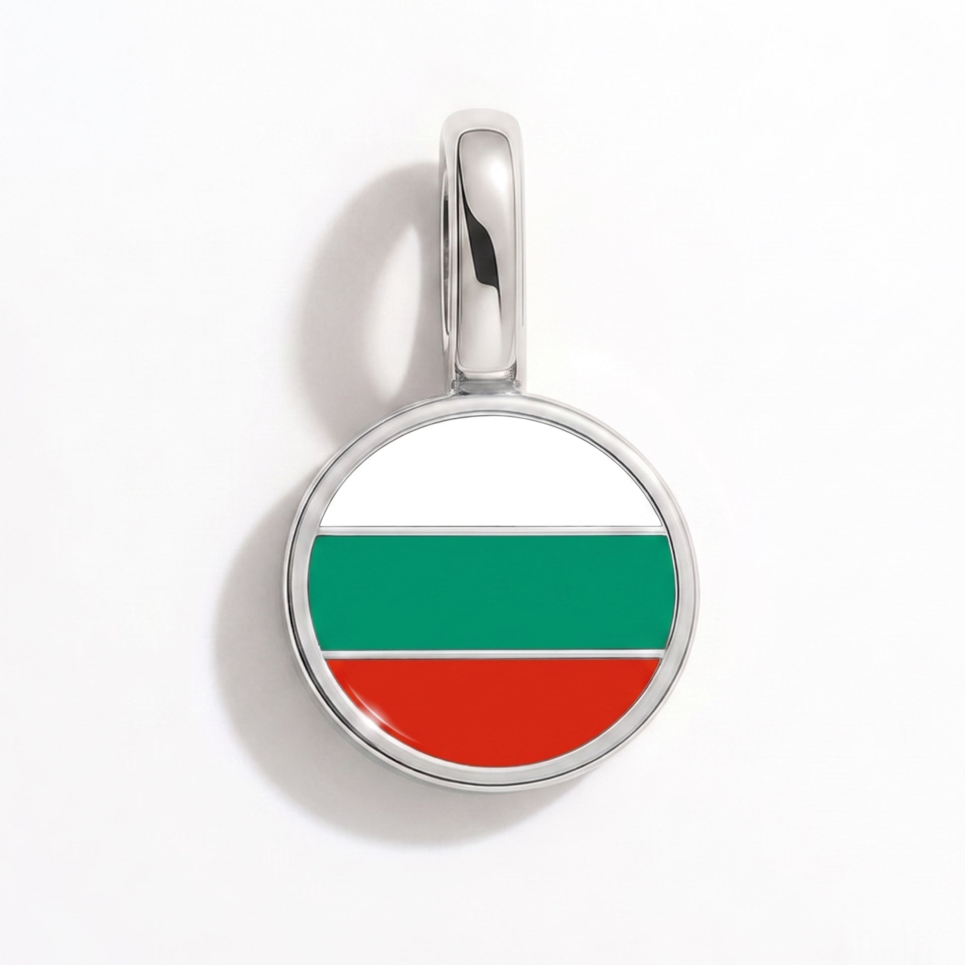 Charm drapeau Bulgarie – rond argent