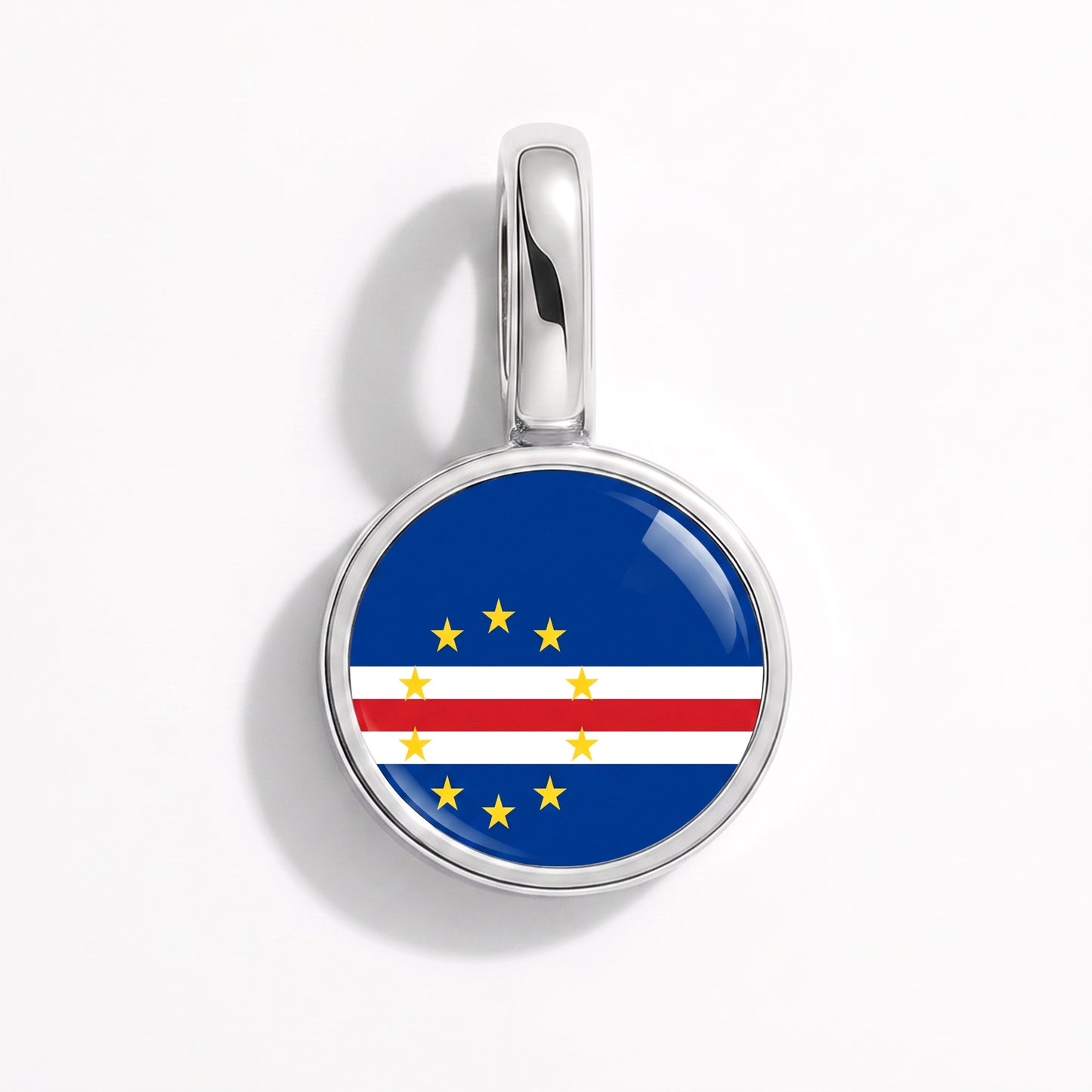 Charm drapeau Cap-Vert – rond argent