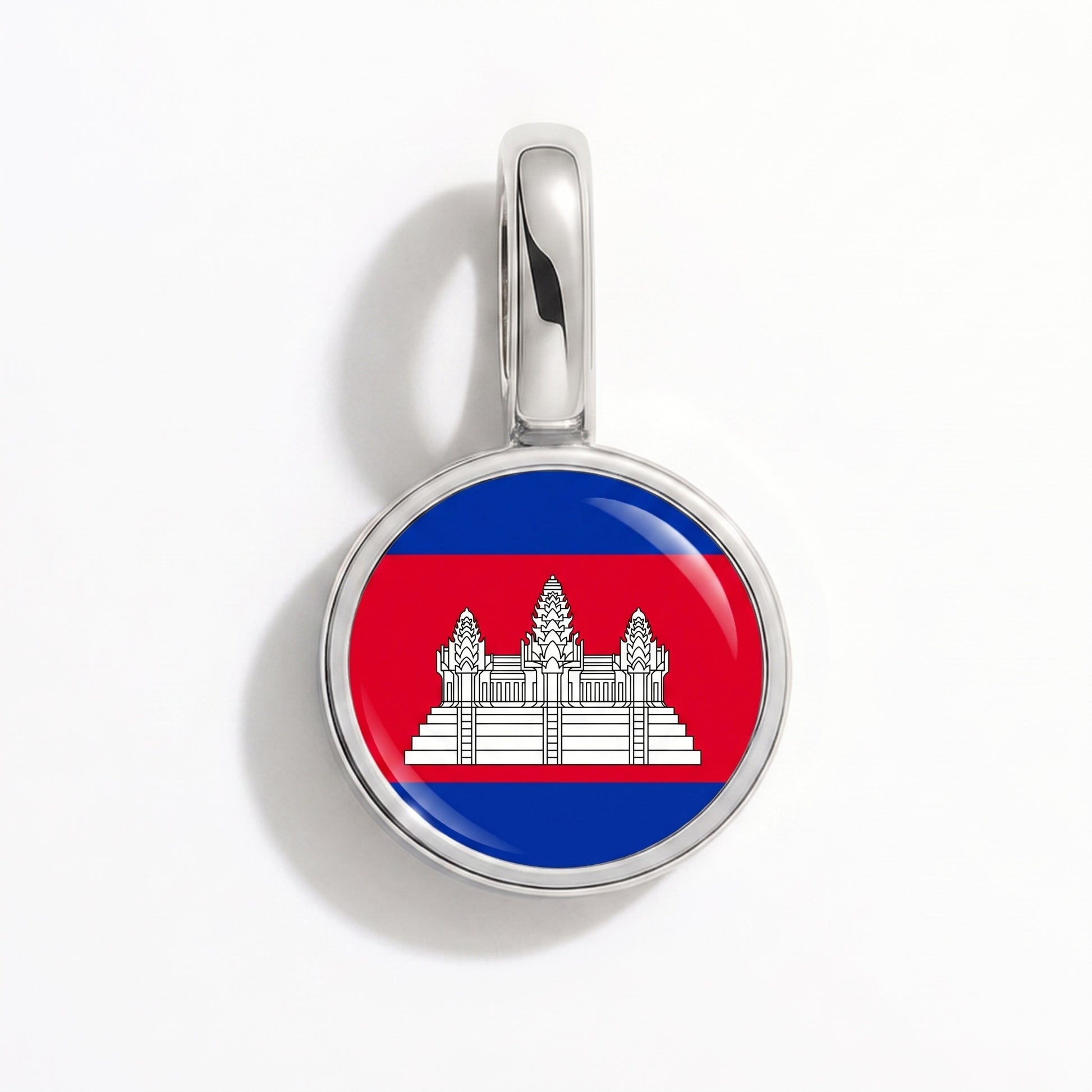 Charm drapeau Cambodge – rond argent