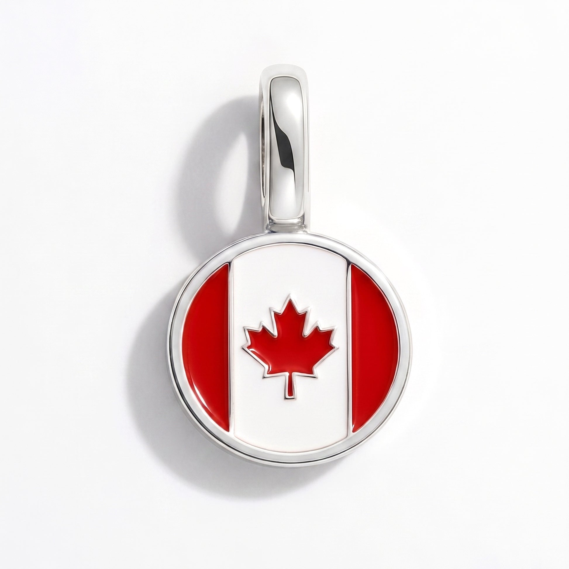 Charm drapeau Canada – rond argent