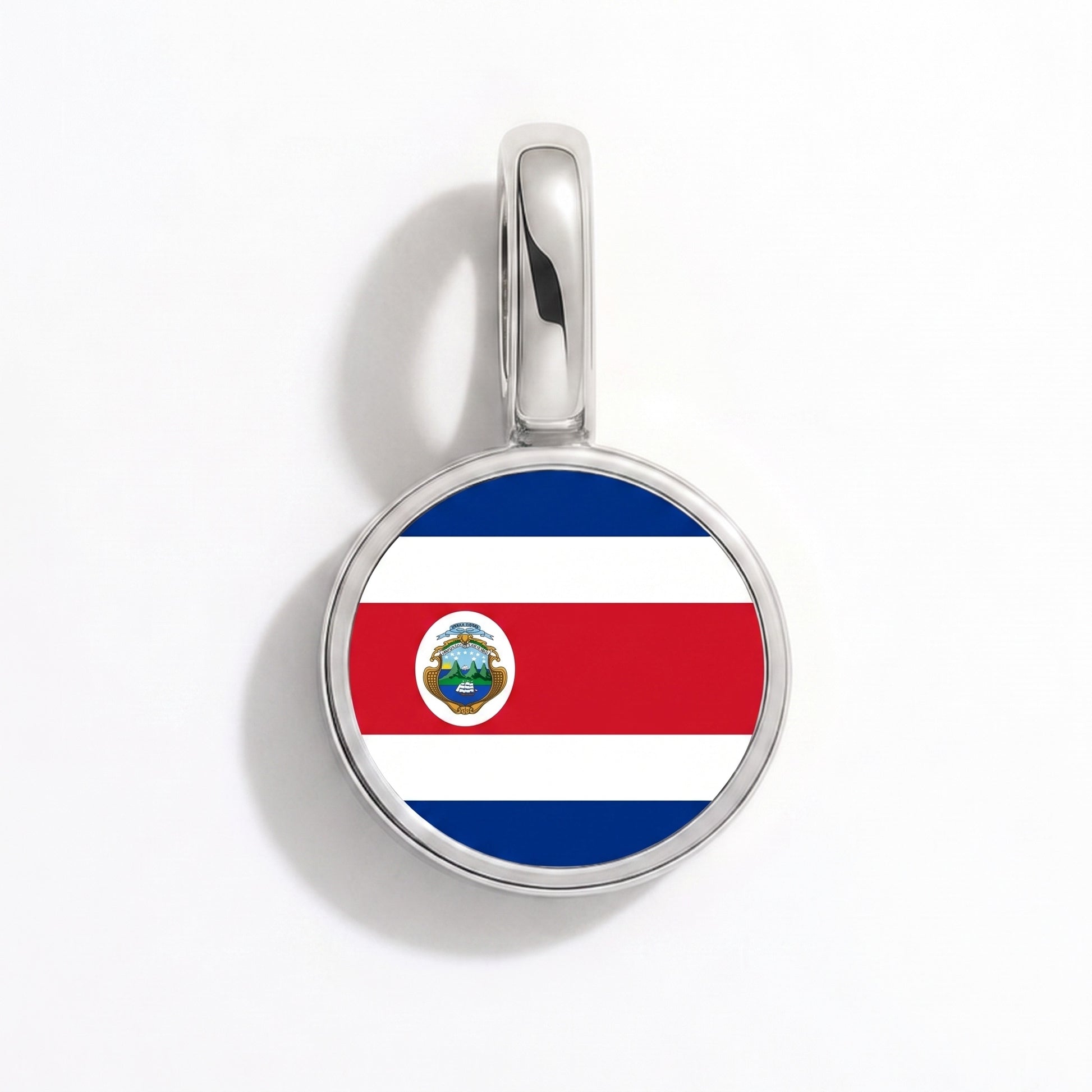 Charm drapeau Costa Rica – rond argent