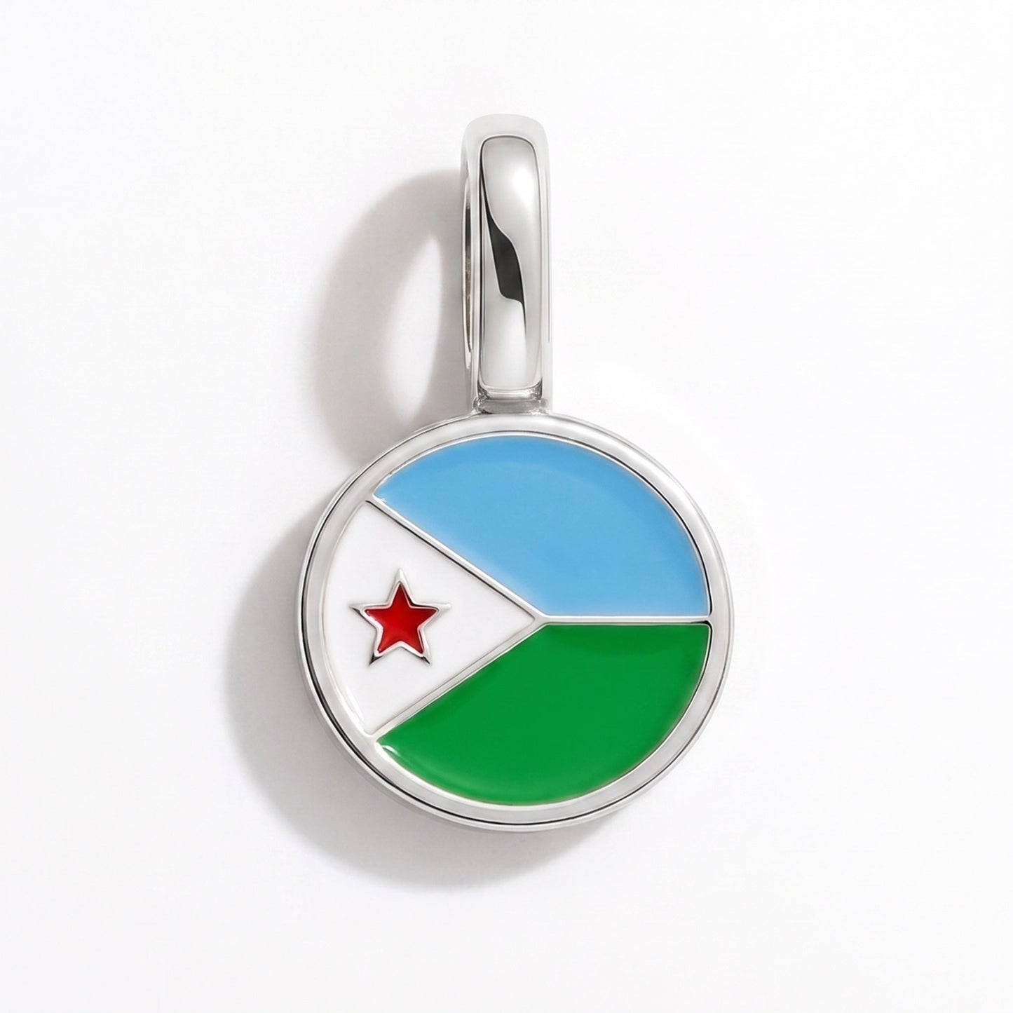 Charm drapeau Djibouti – rectangulaire argent