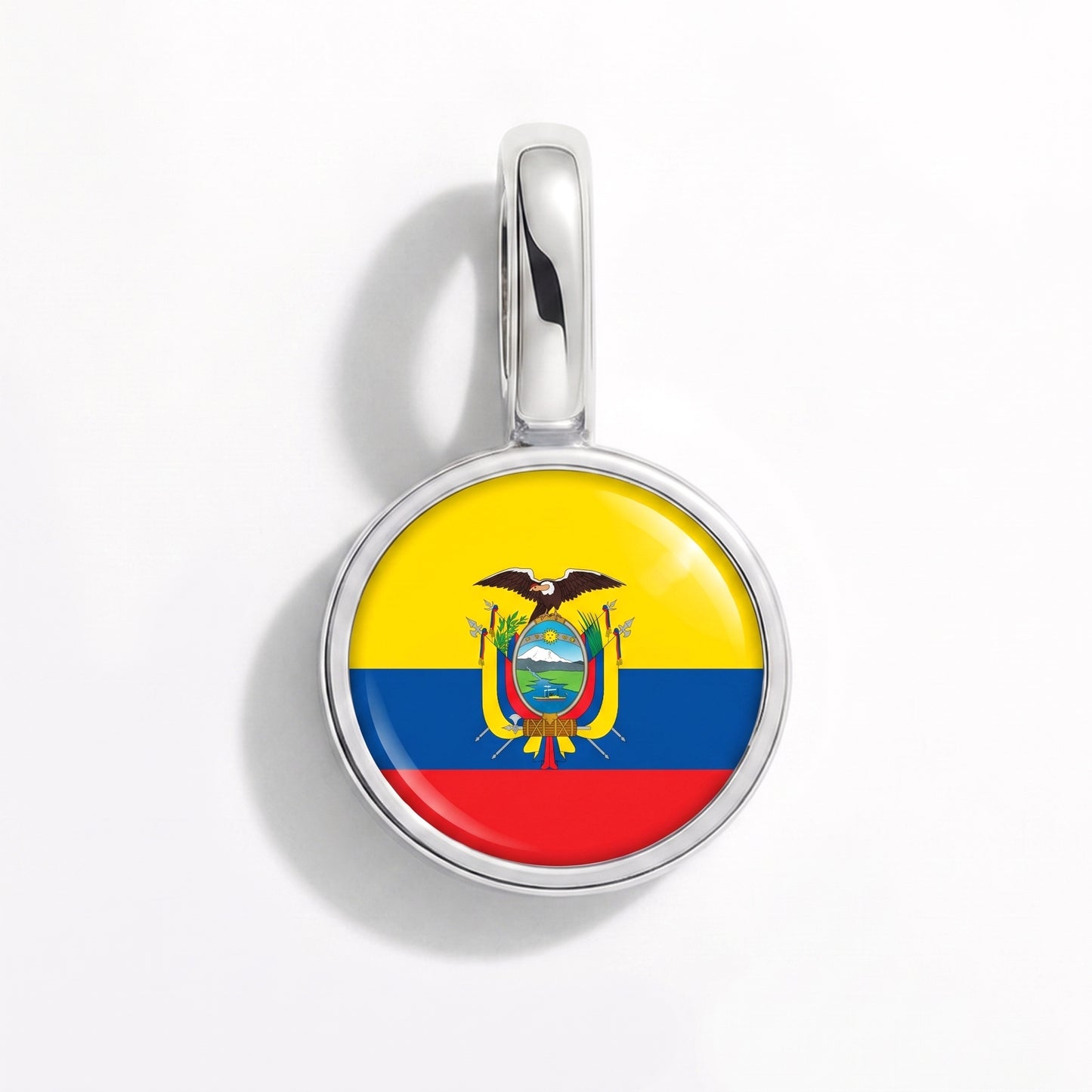 Charm drapeau Équateur – rond argent