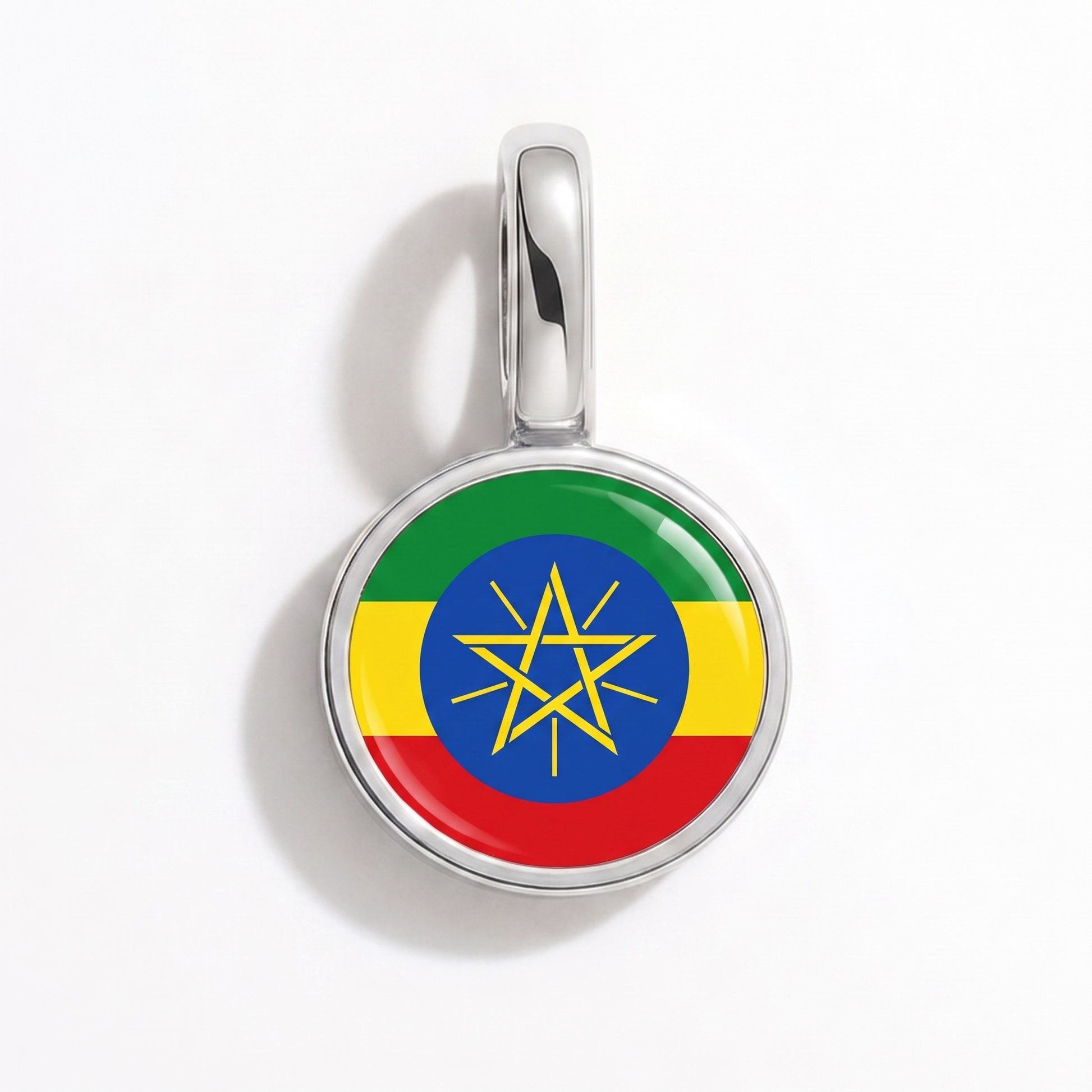 Charm drapeau Éthiopie – rond argent