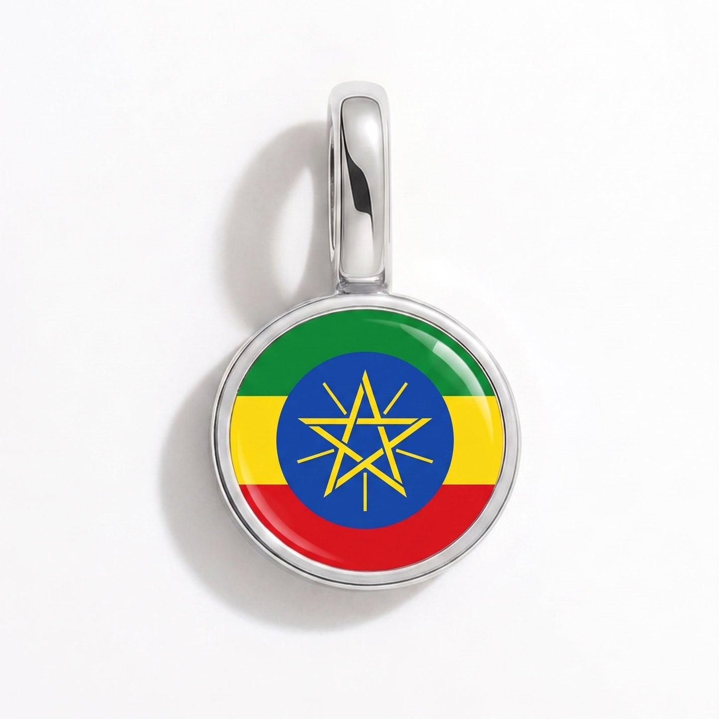 Charm drapeau Éthiopie – rectangulaire argent