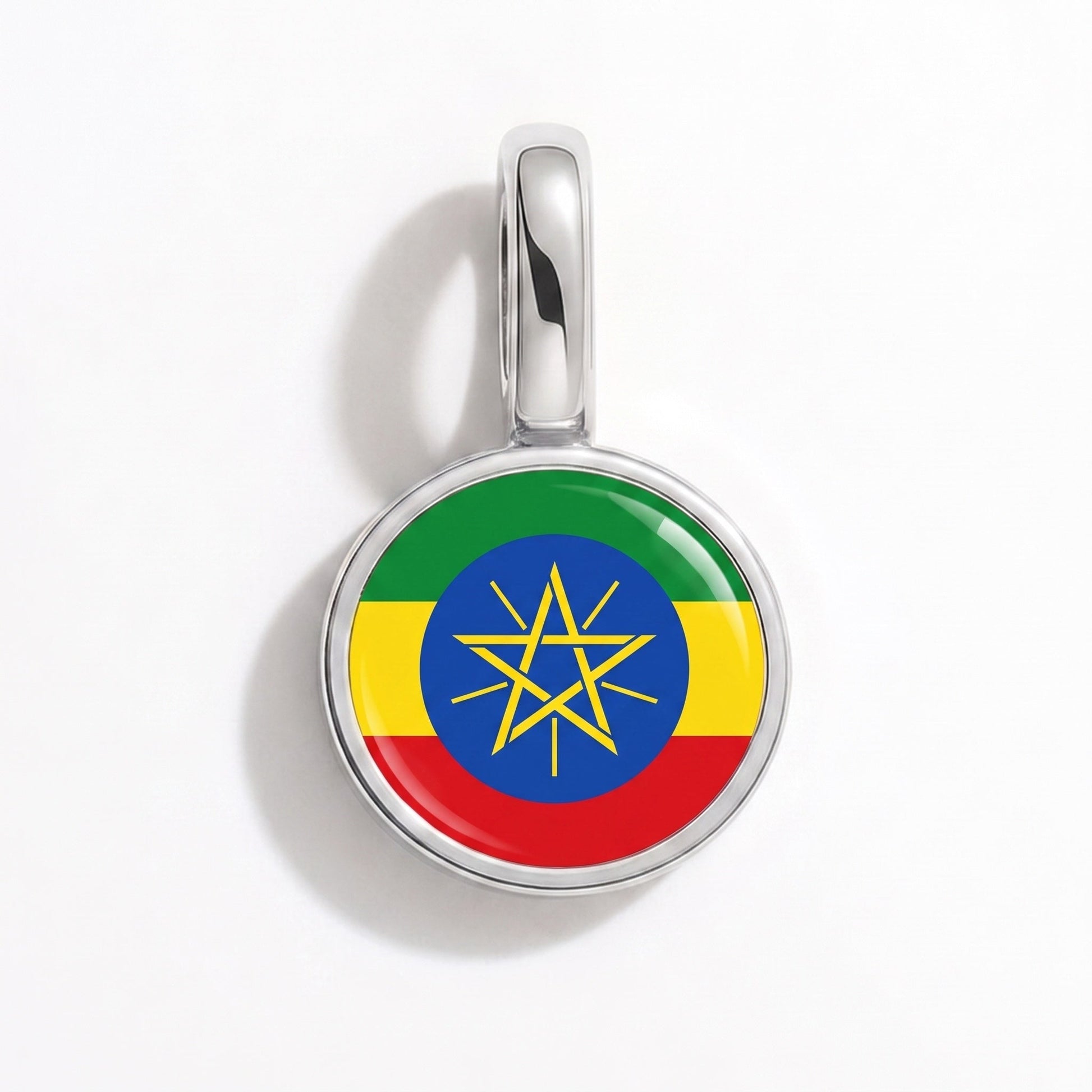 Charm drapeau Éthiopie – rectangulaire argent