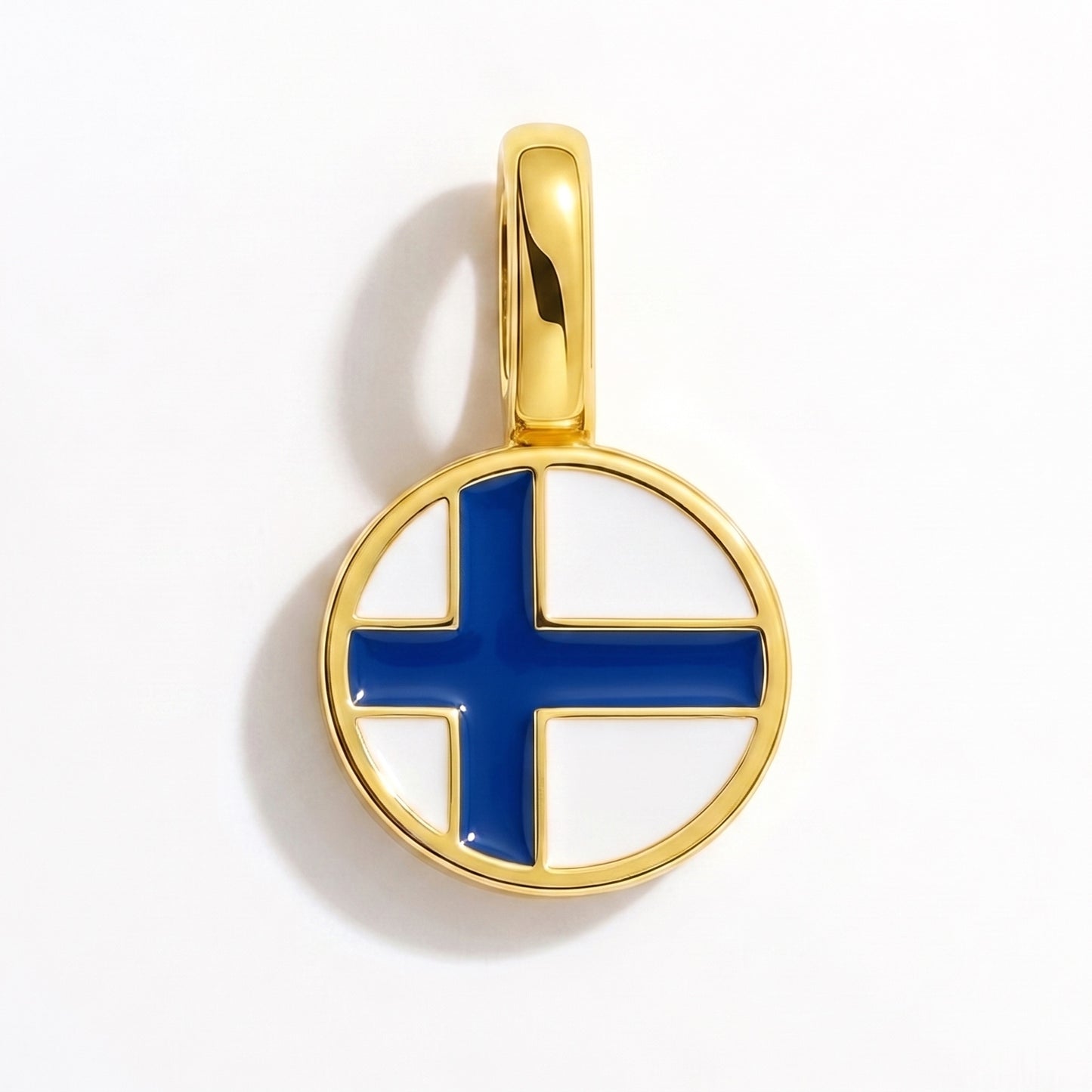 Charm drapeau Finlande – rond or