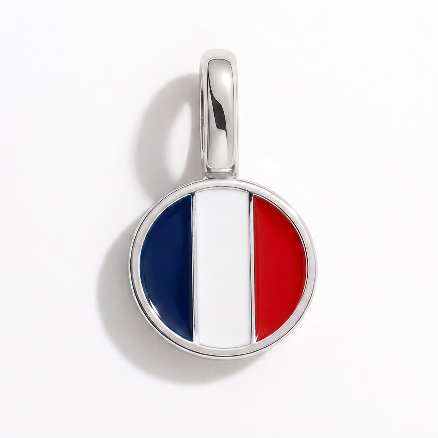 Charm drapeau France – rond argent