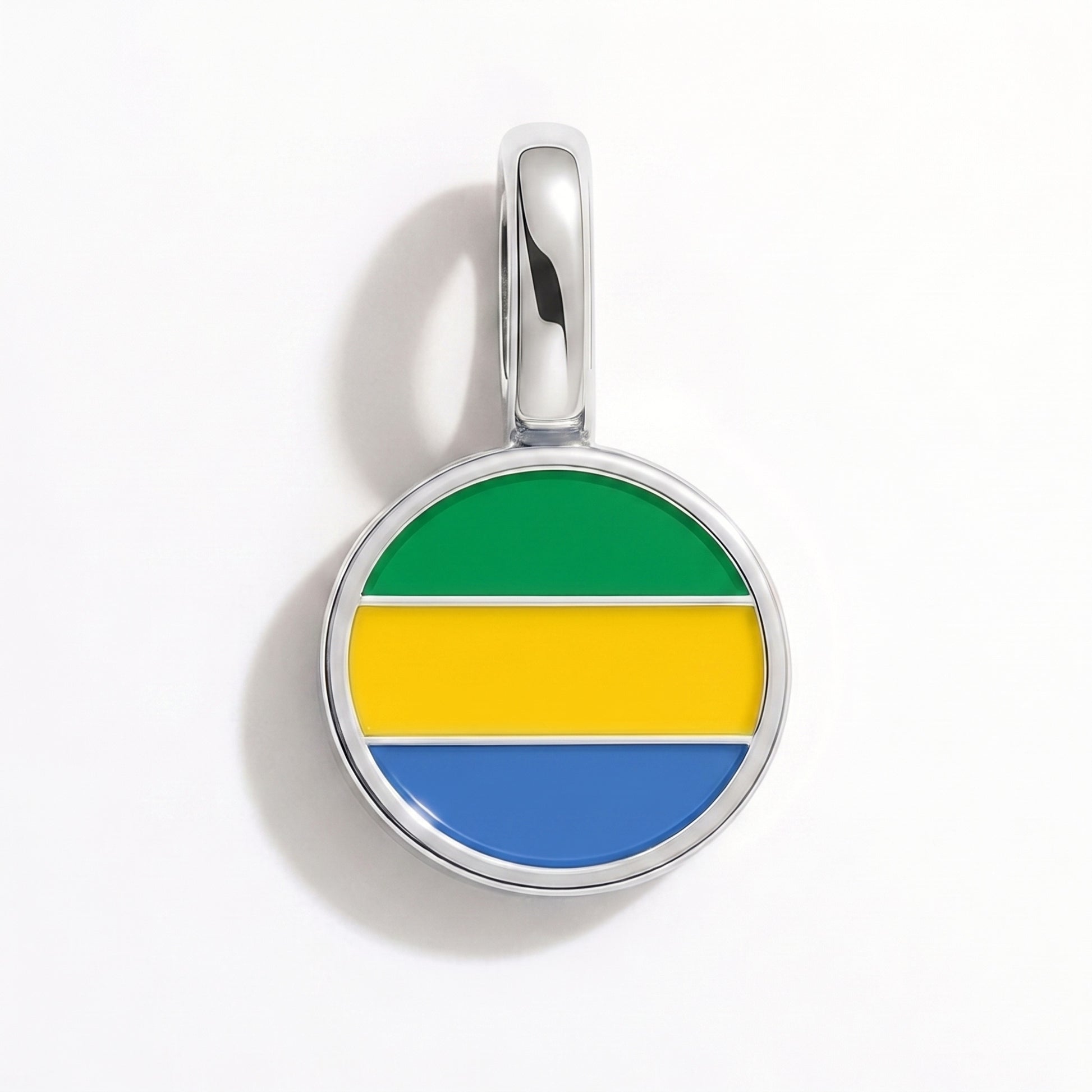 Charm drapeau Gabon – rond argent