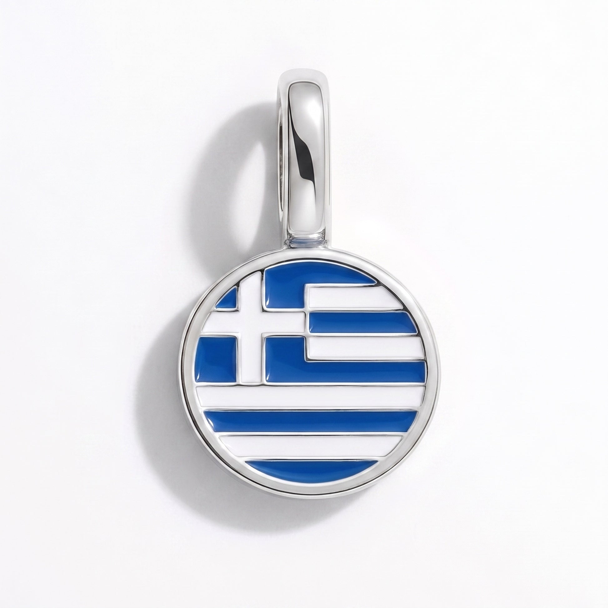 Charm drapeau Grèce – rond argent