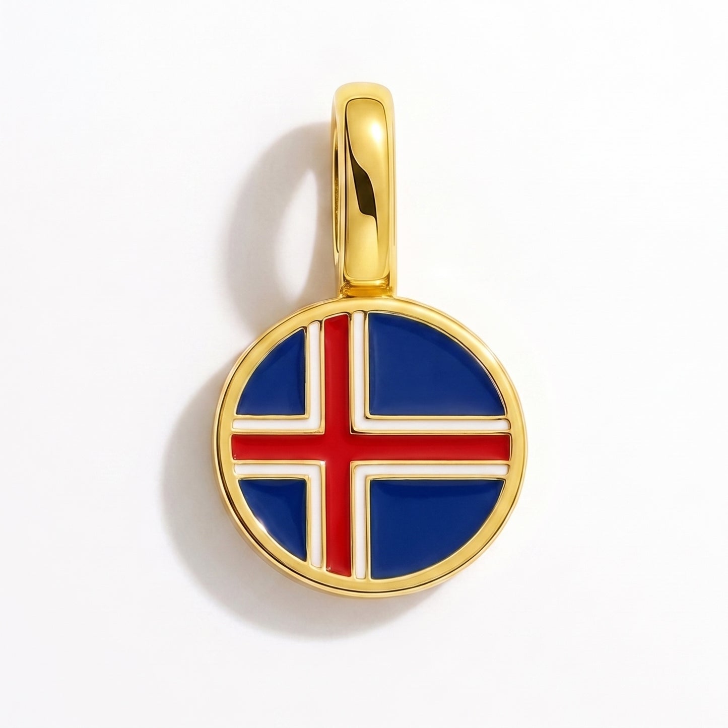 Charm drapeau Islande – rond or