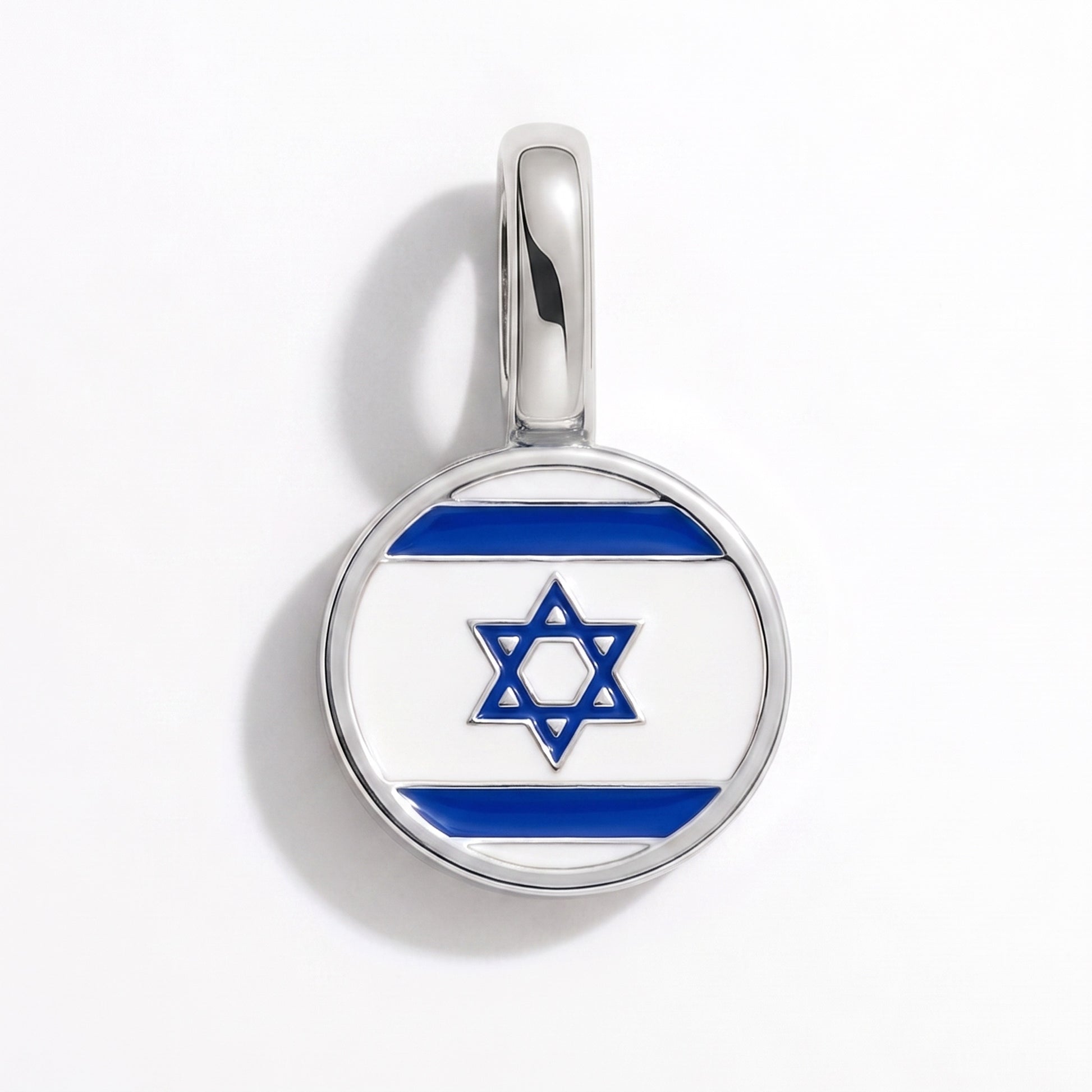 Charm drapeau Israël – rond argent
