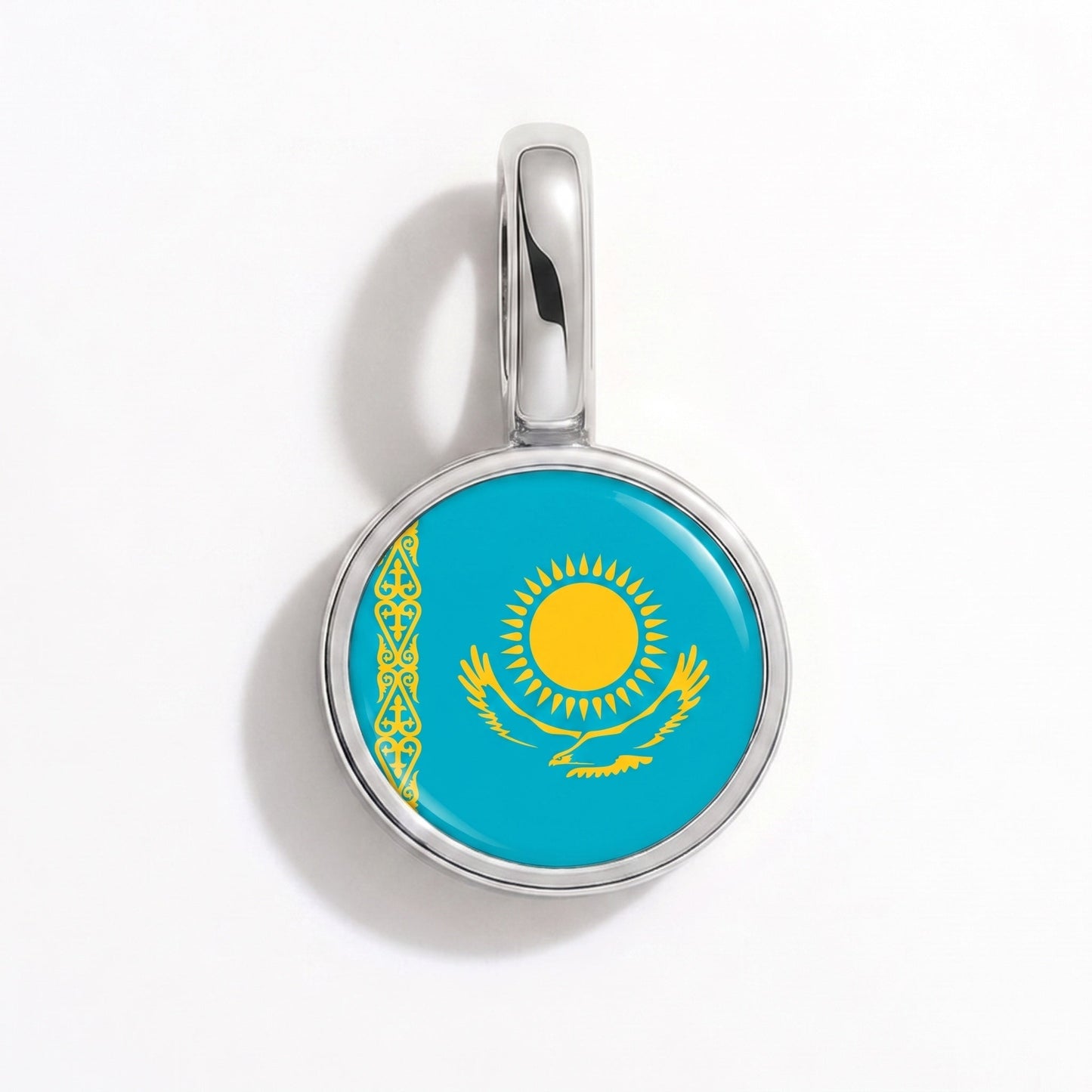 Charm drapeau Kazakhstan – rectangulaire argent