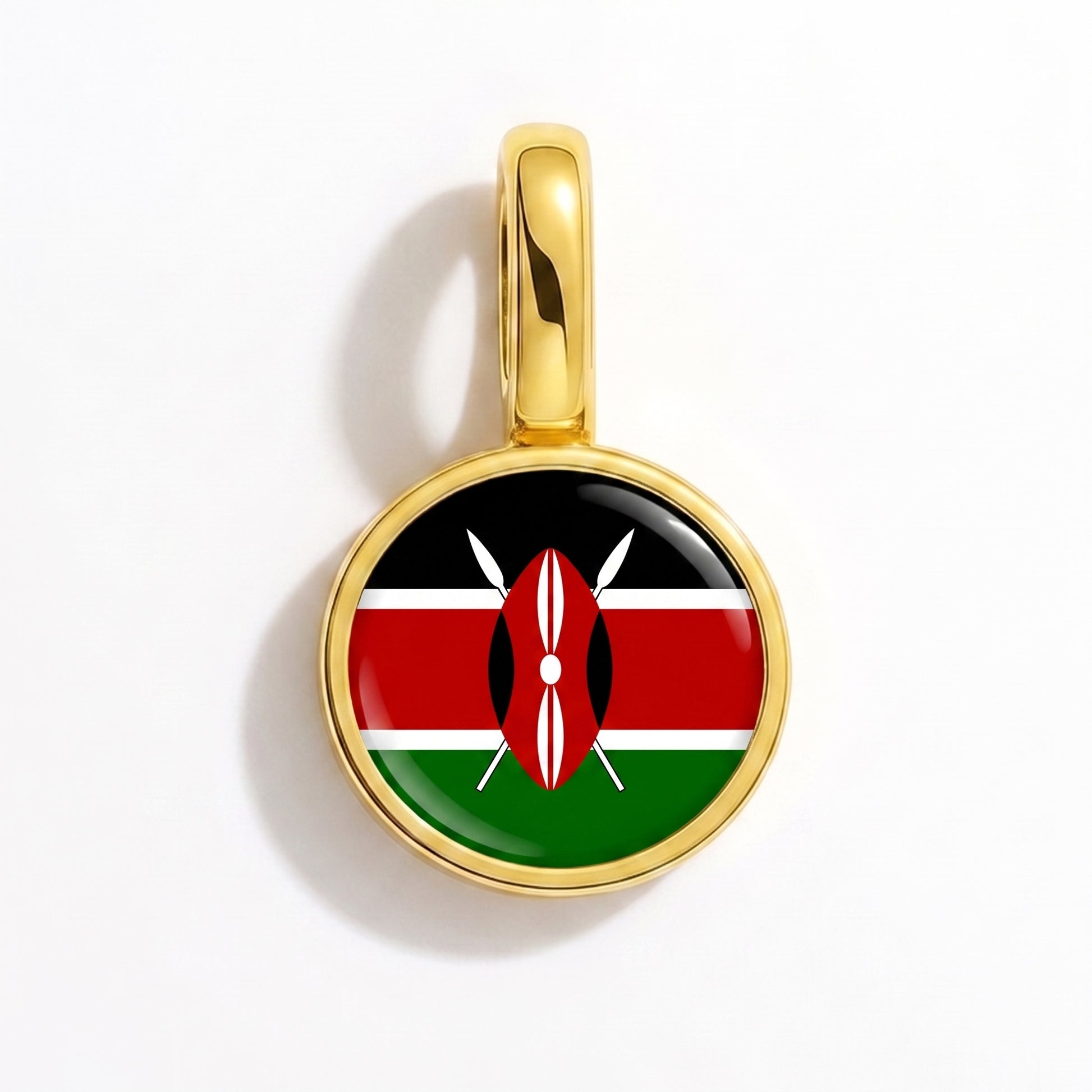 Charm drapeau Kenya – rond or