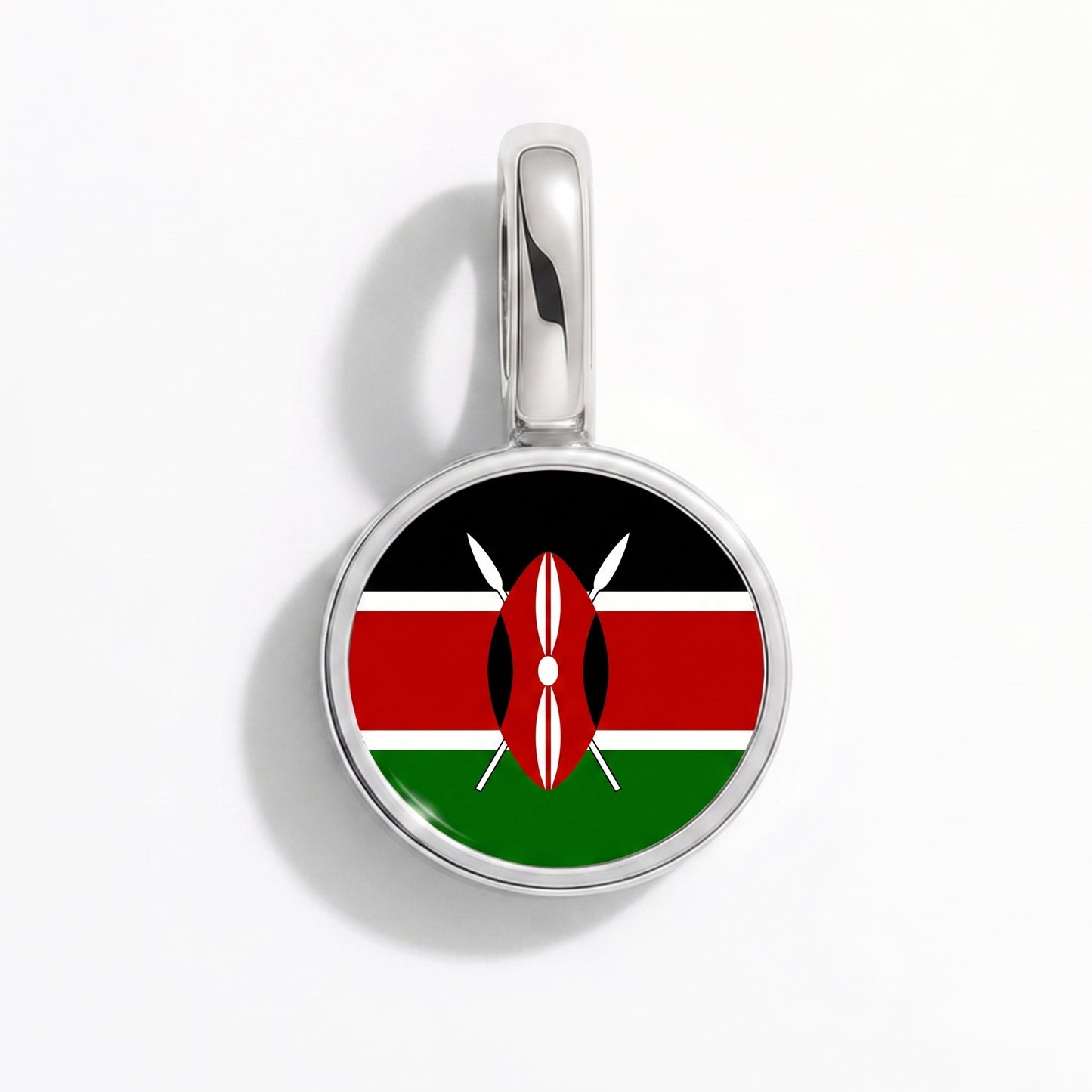 Charm drapeau Kenya – rond argent