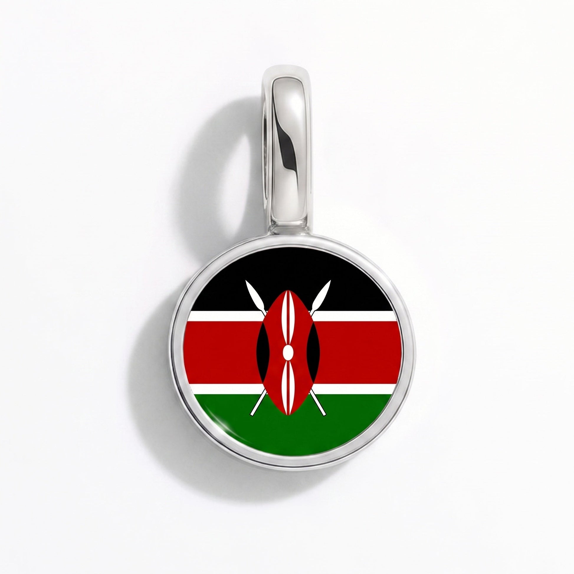 Charm drapeau Kenya – rectangulaire argent