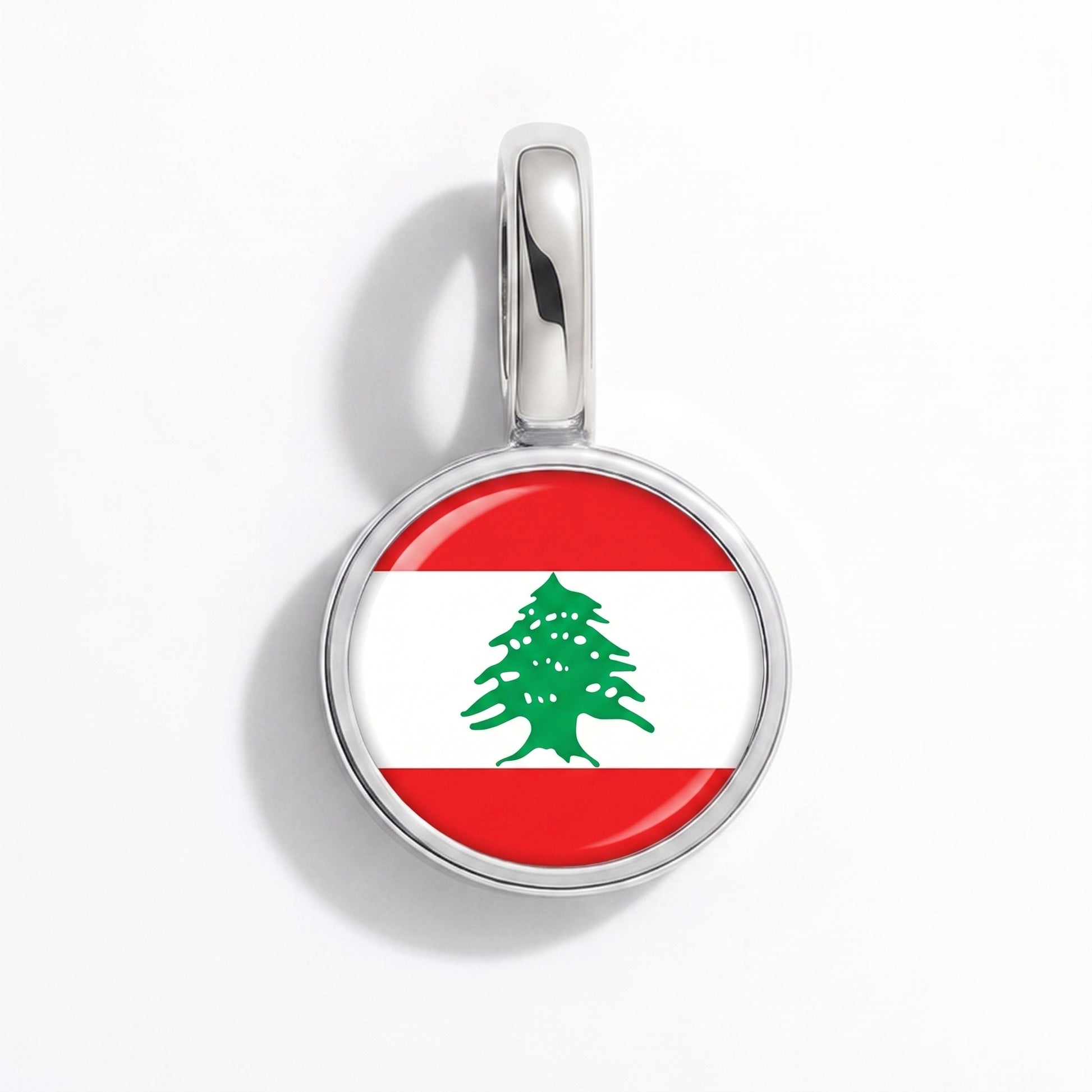 Charm drapeau Liban – rond argent