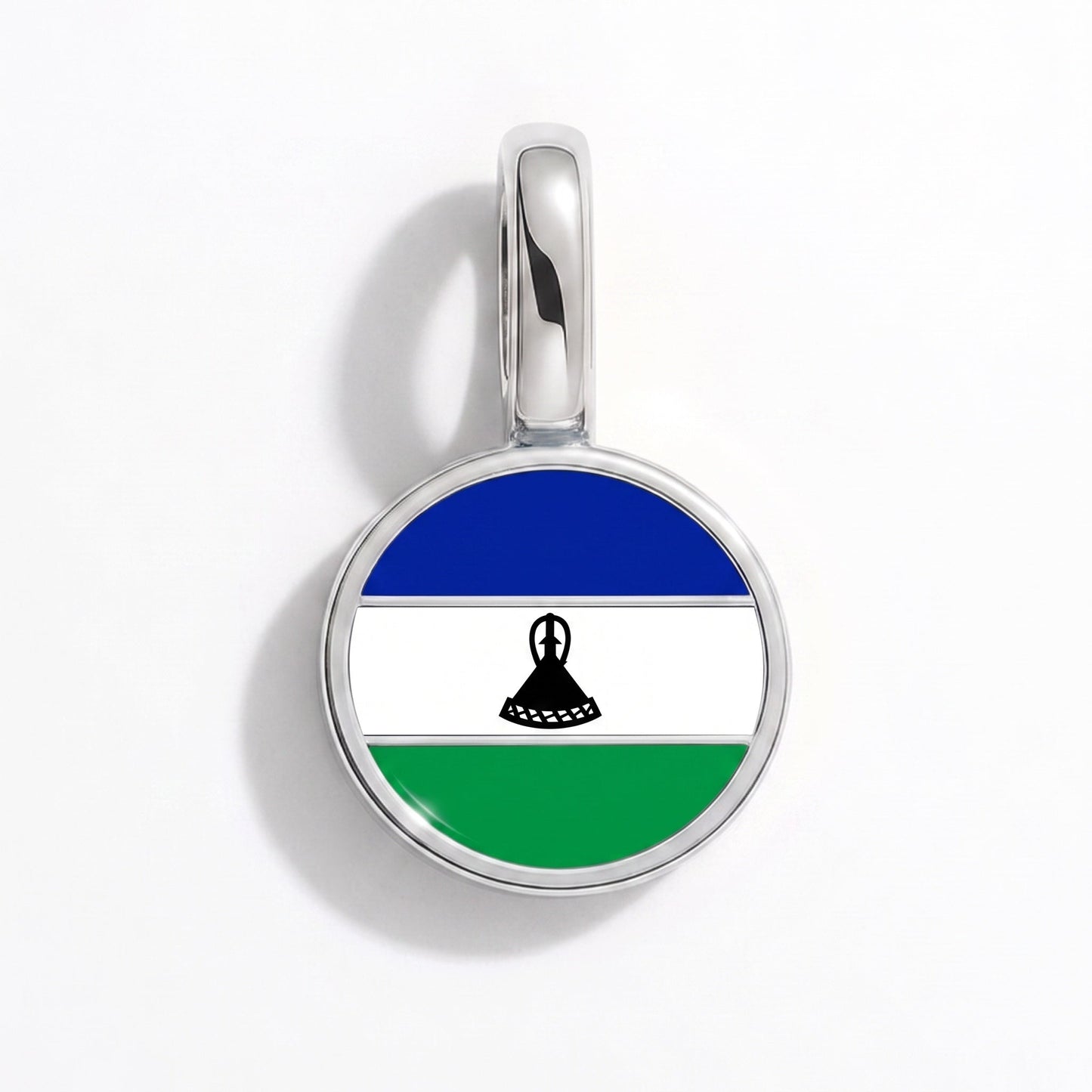 Charm drapeau Lesotho – rectangulaire argent