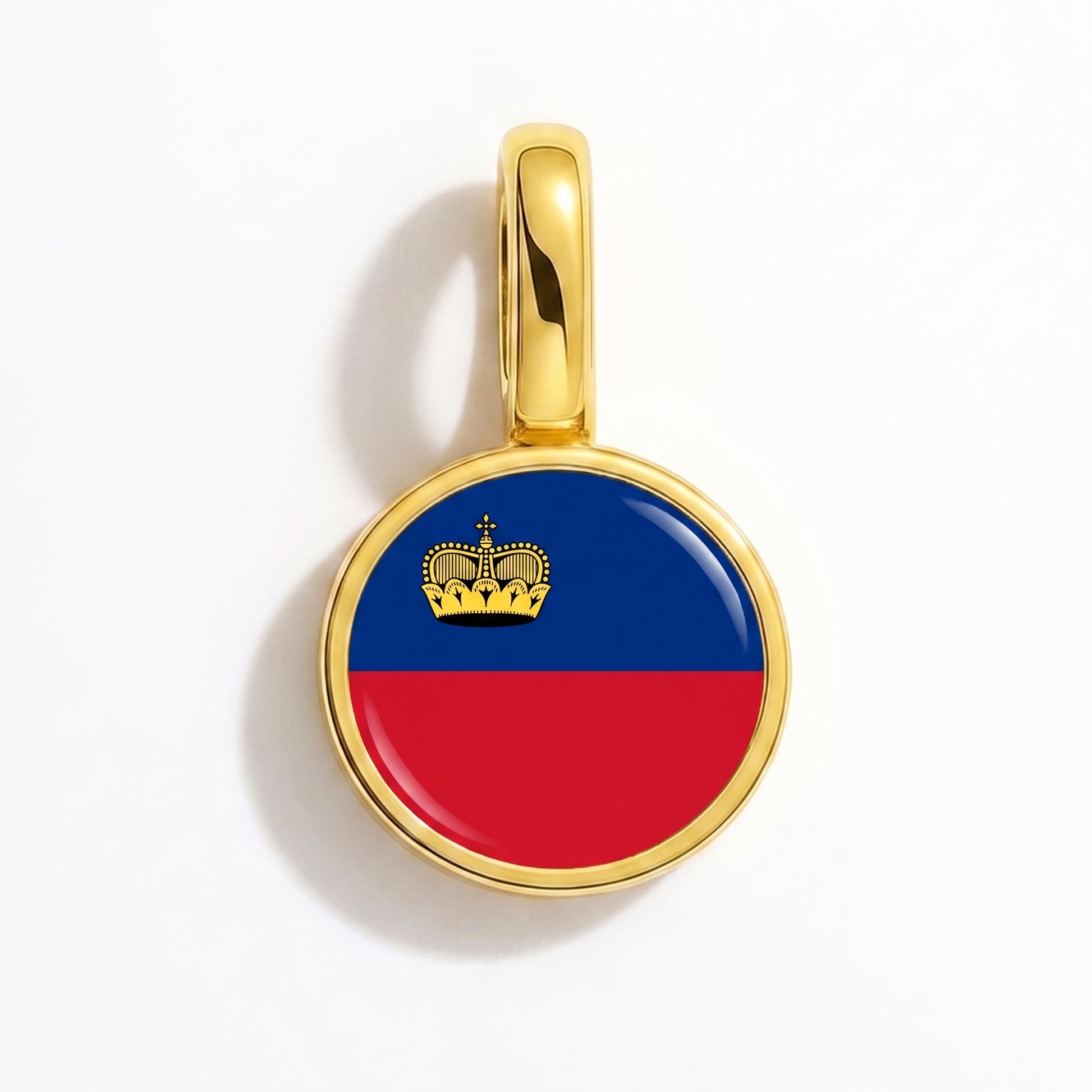 Charm drapeau Liechtenstein – rond or