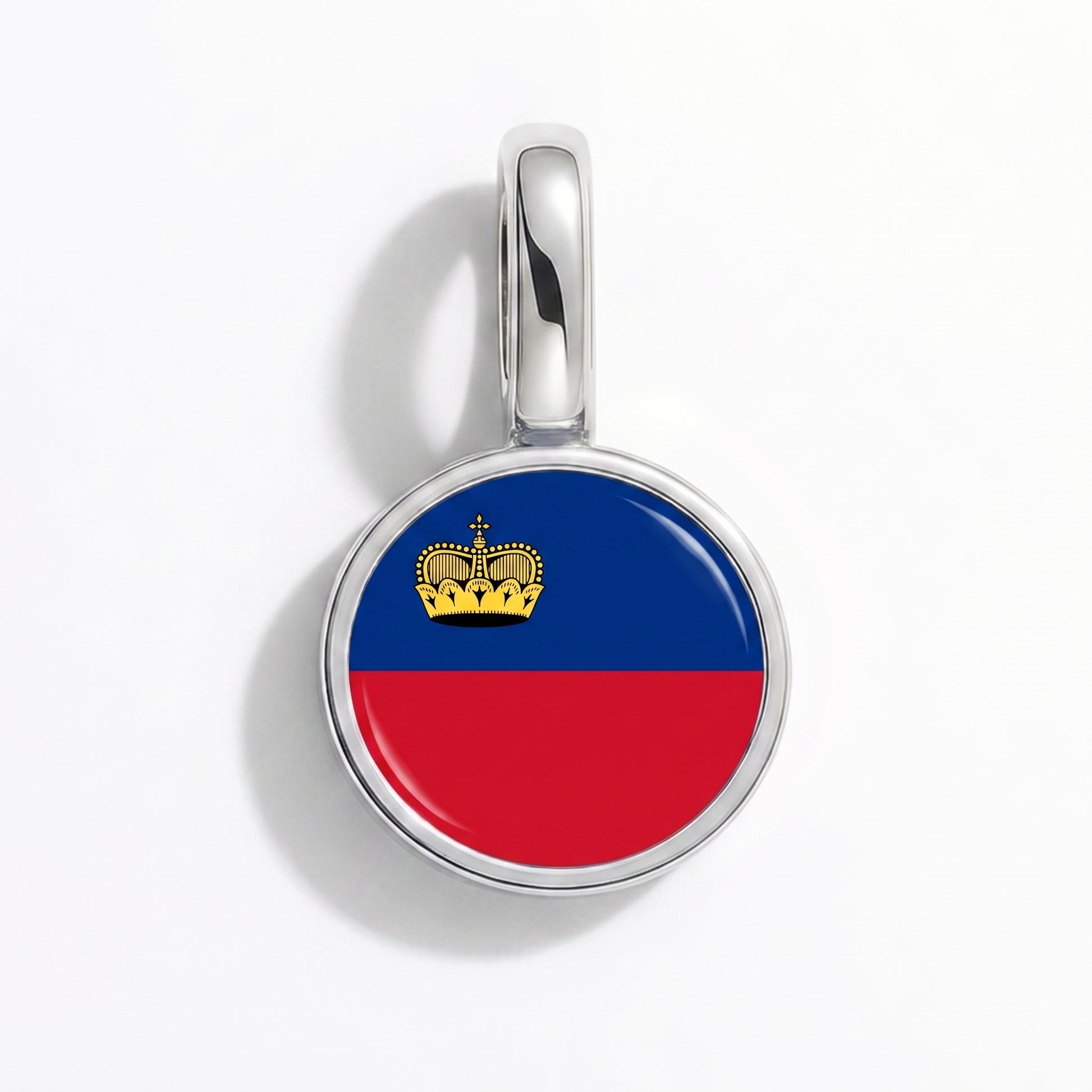 Charm drapeau Liechtenstein – rond argent
