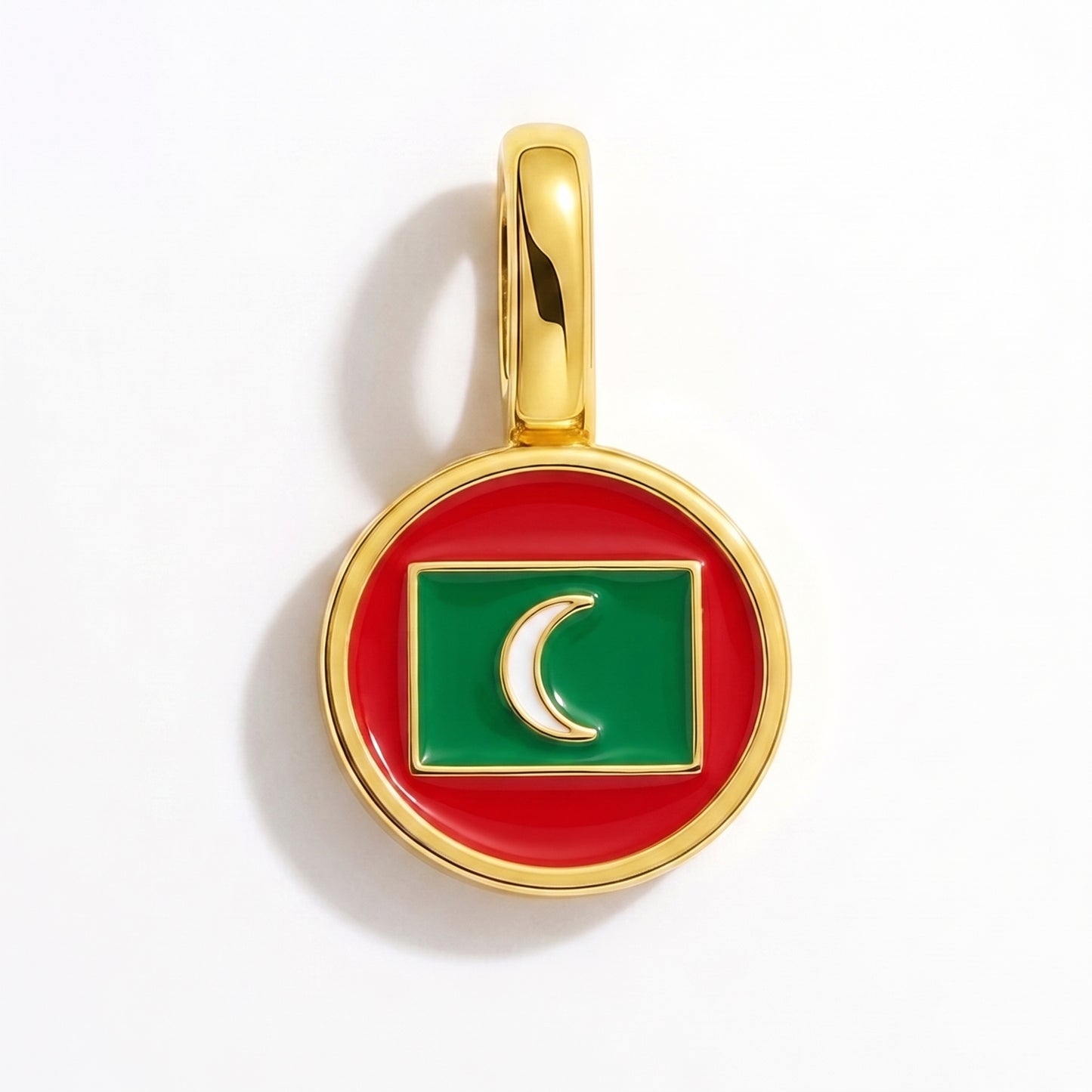 Charm drapeau Maldives – rond or