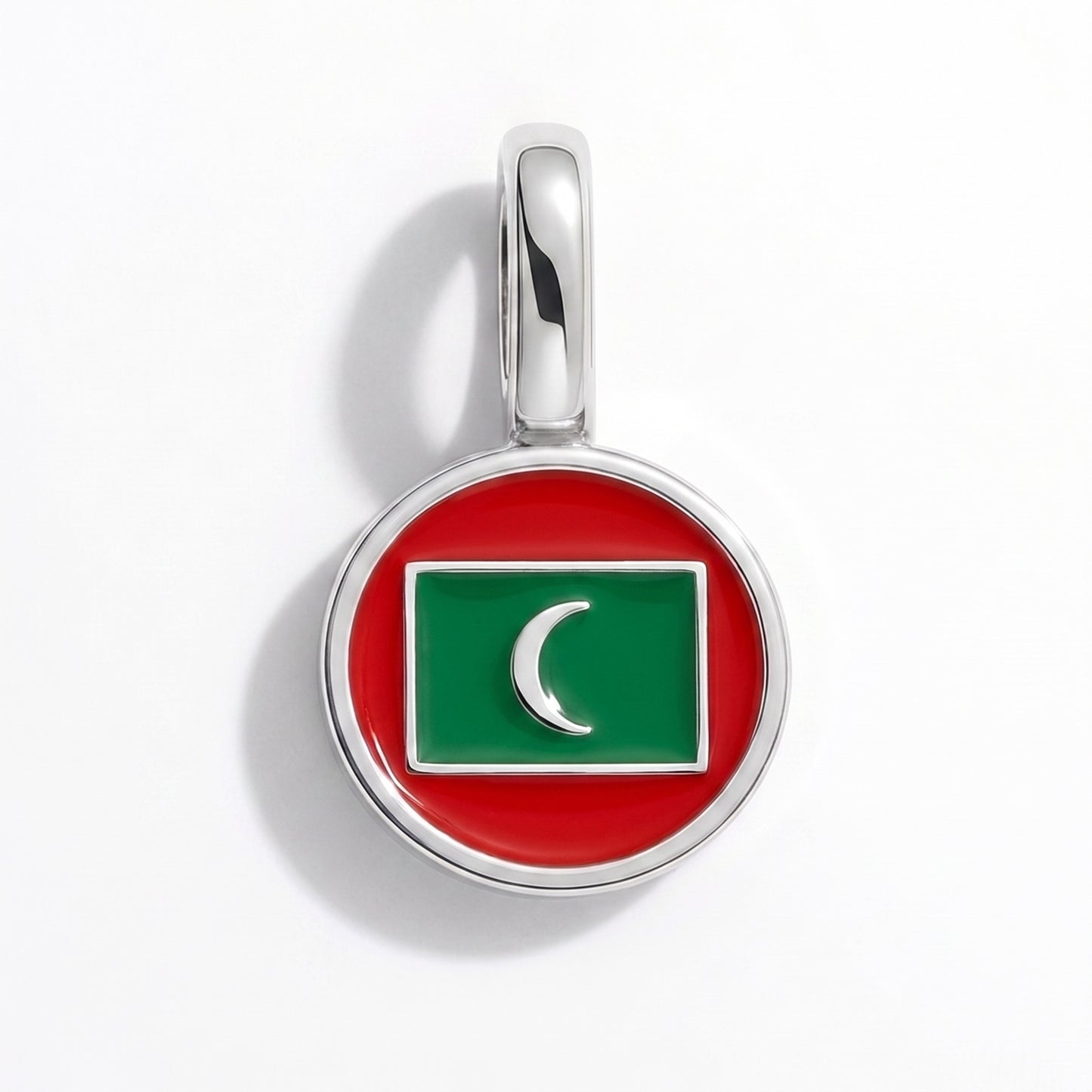 Charm drapeau Maldives – rond argent