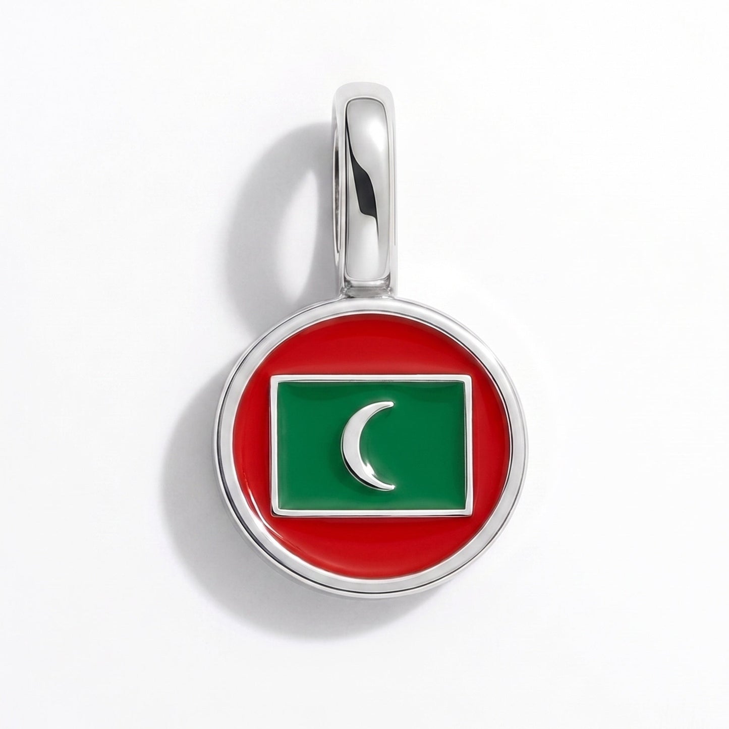Charm drapeau Maldives – rectangulaire argent
