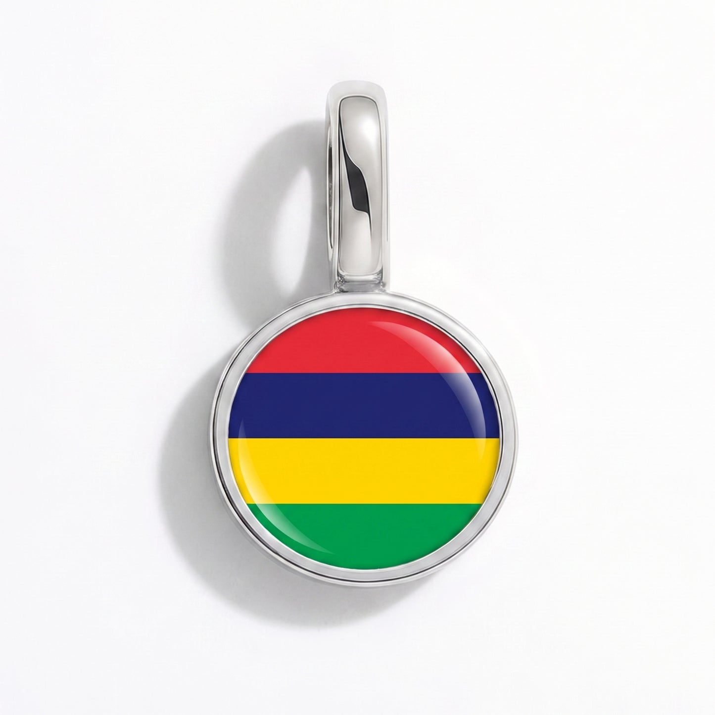 Charm drapeau Maurice – rond argent