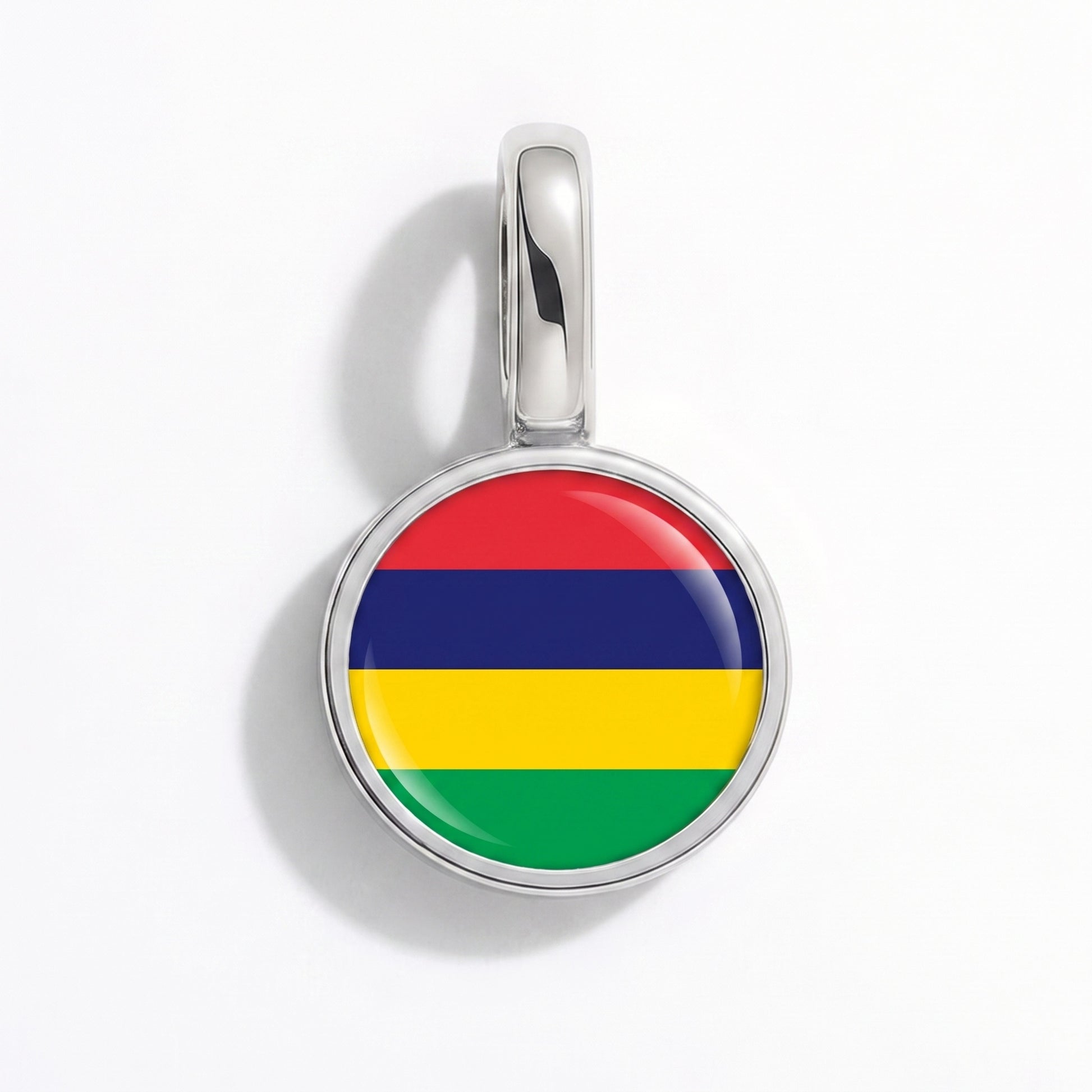 Charm drapeau Maurice – rond argent