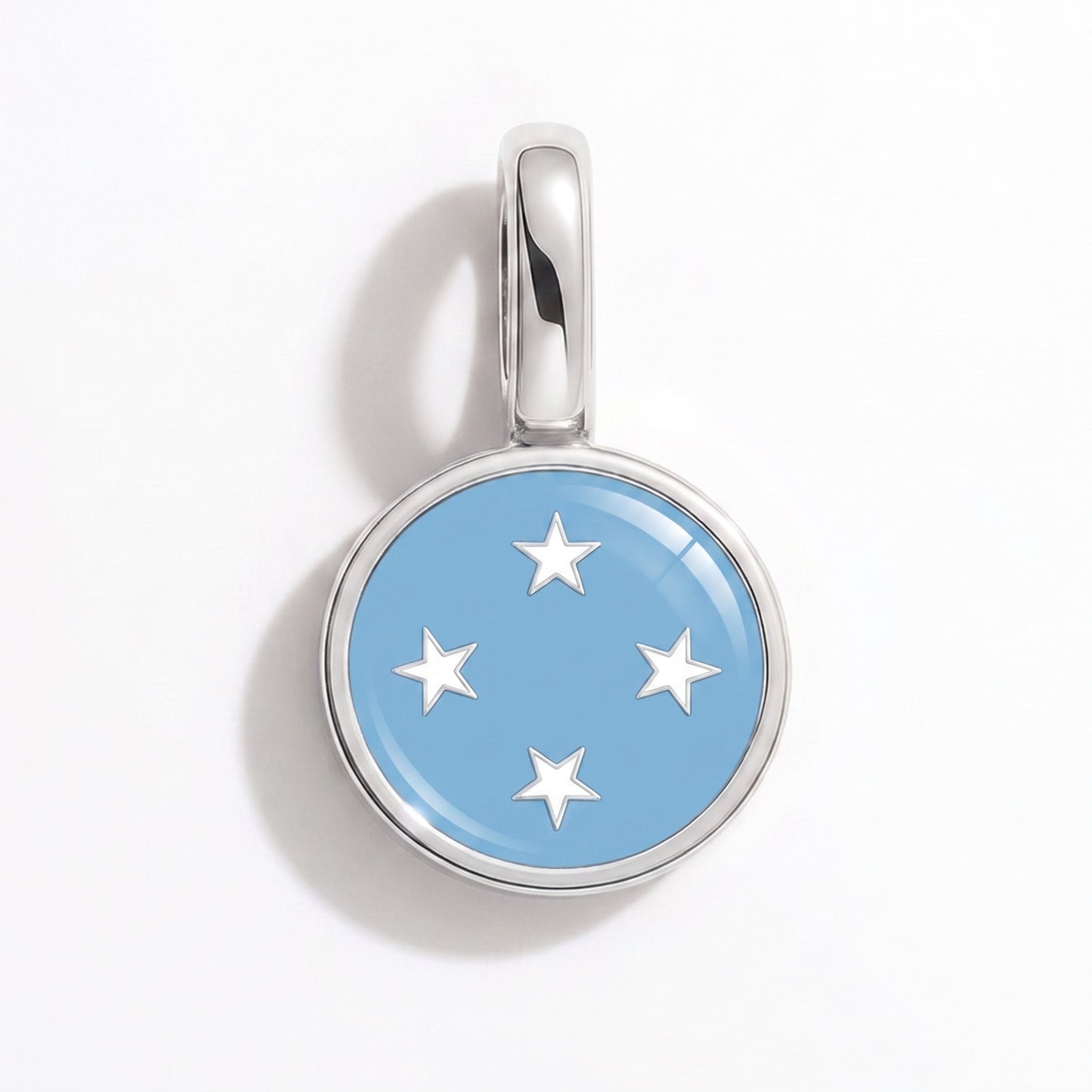Charm drapeau Micronésie – rond argent