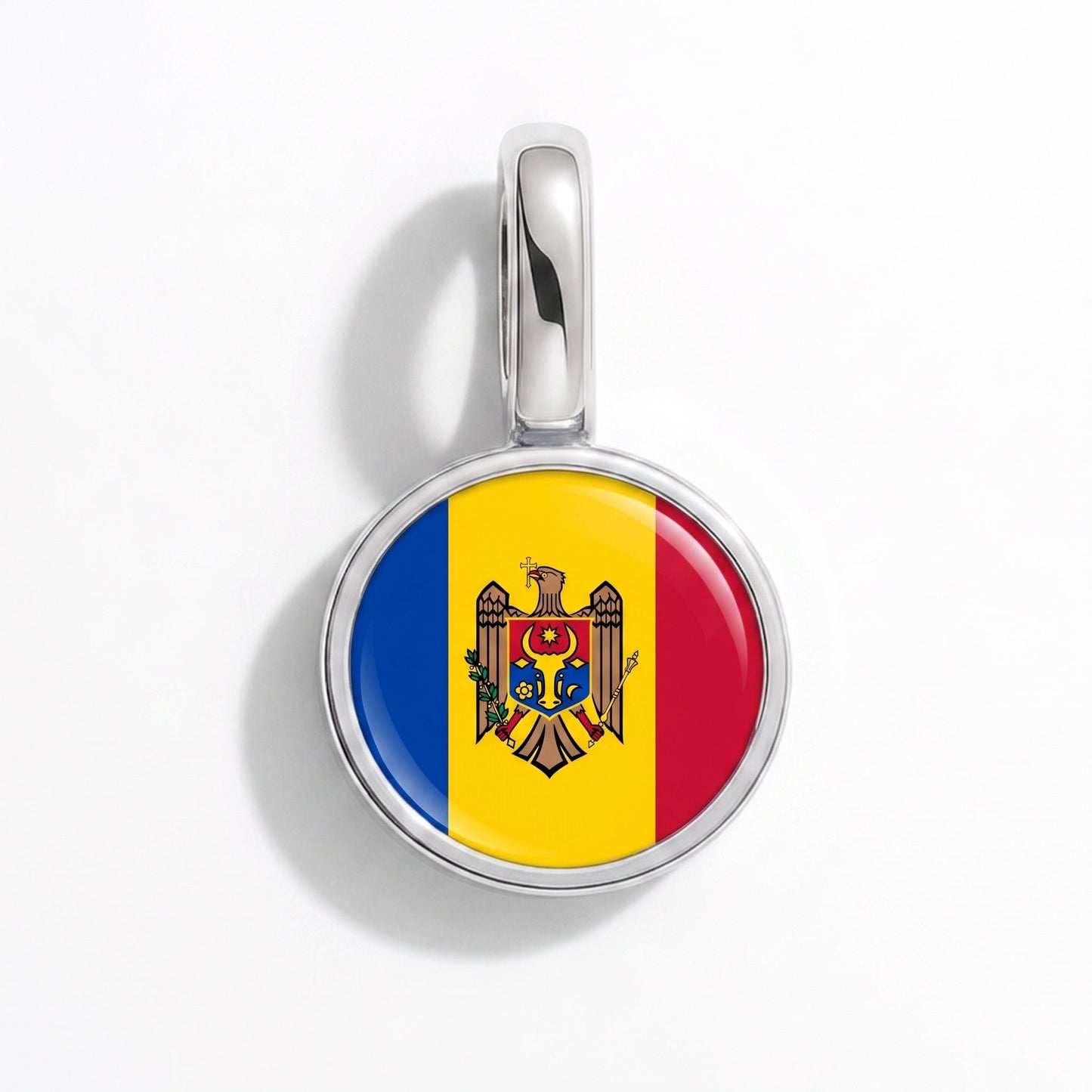 Charm drapeau Moldavie – rectangulaire argent
