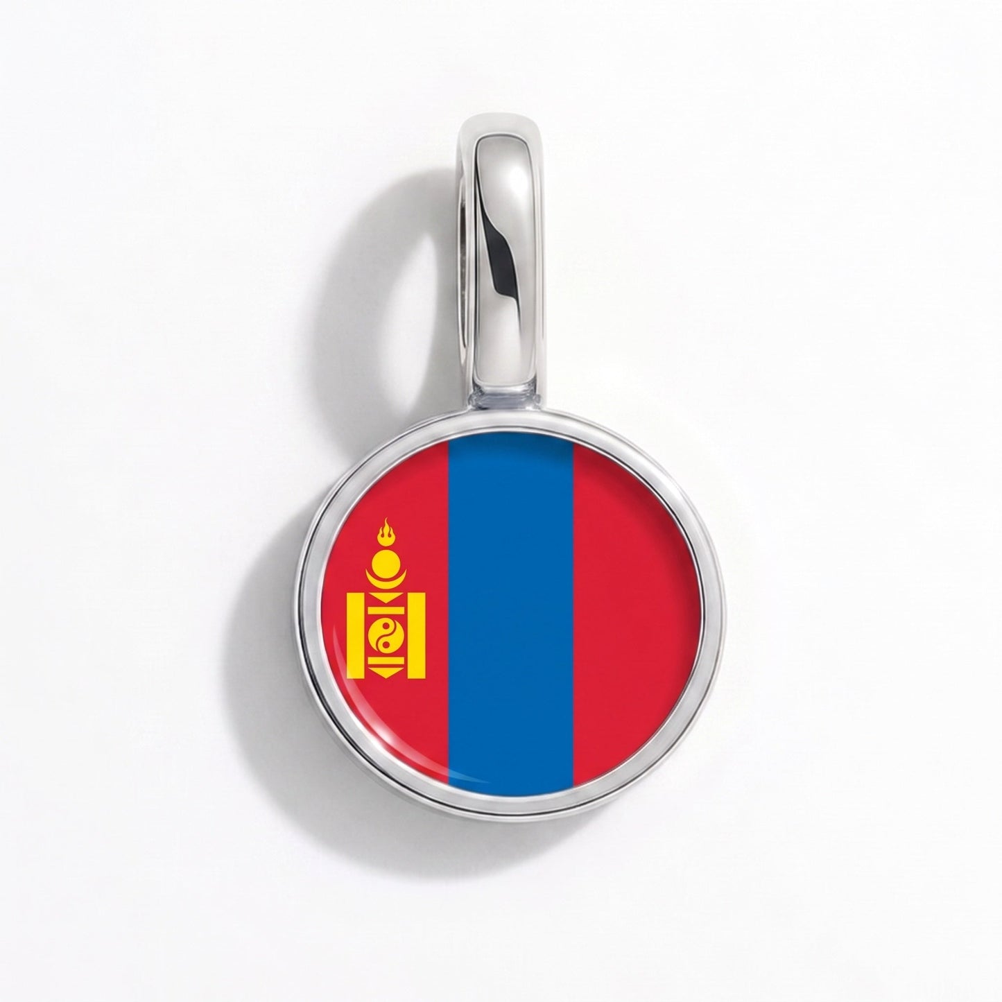 Charm drapeau Mongolie – rectangulaire argent